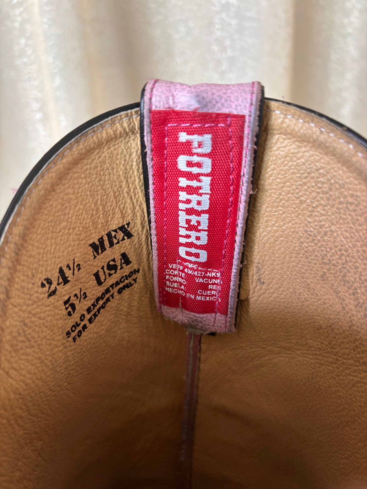 Pink leather alligator-embossed Western boots