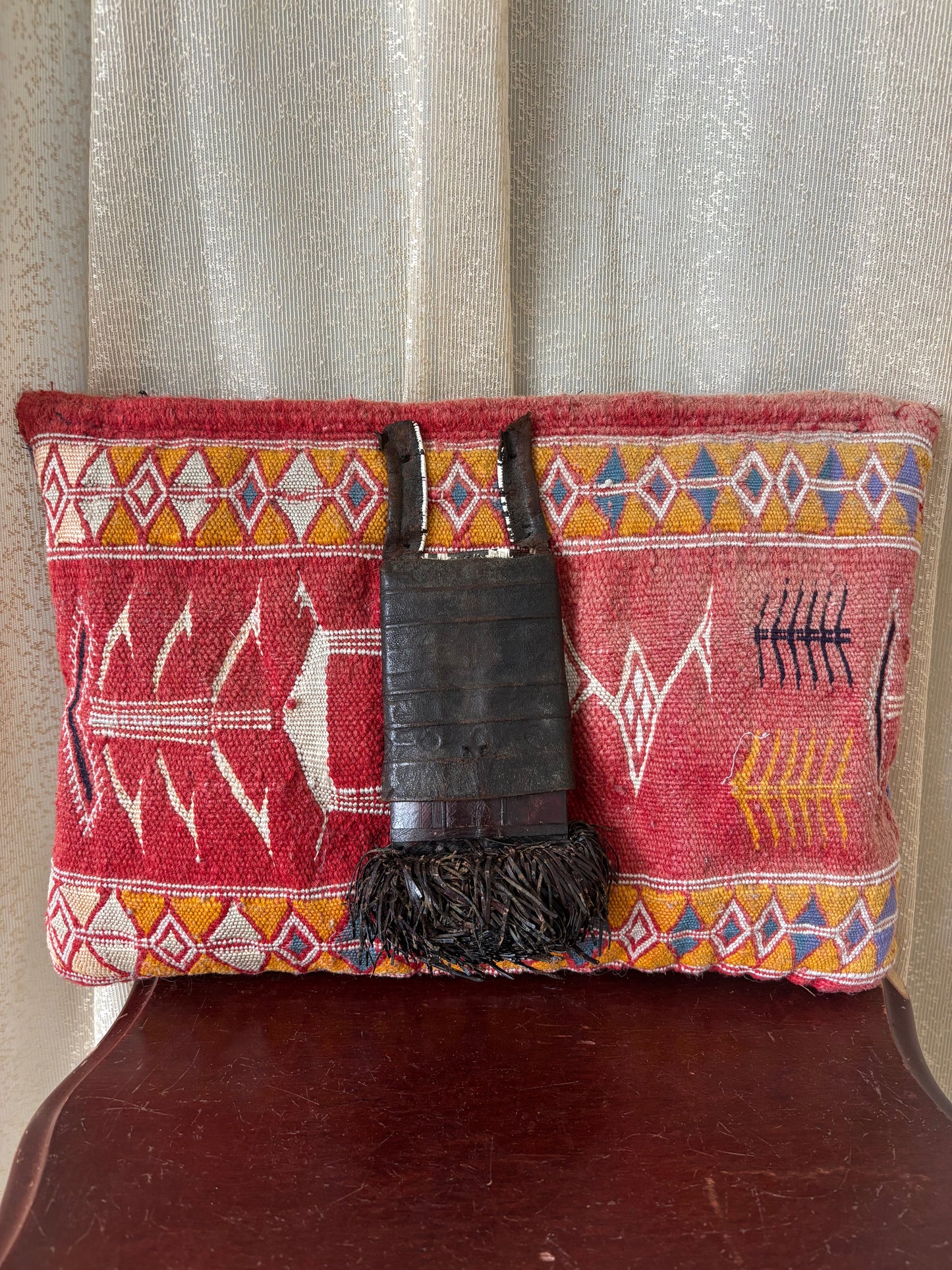 Vintage handmade wool Turkish kilim textile clutch