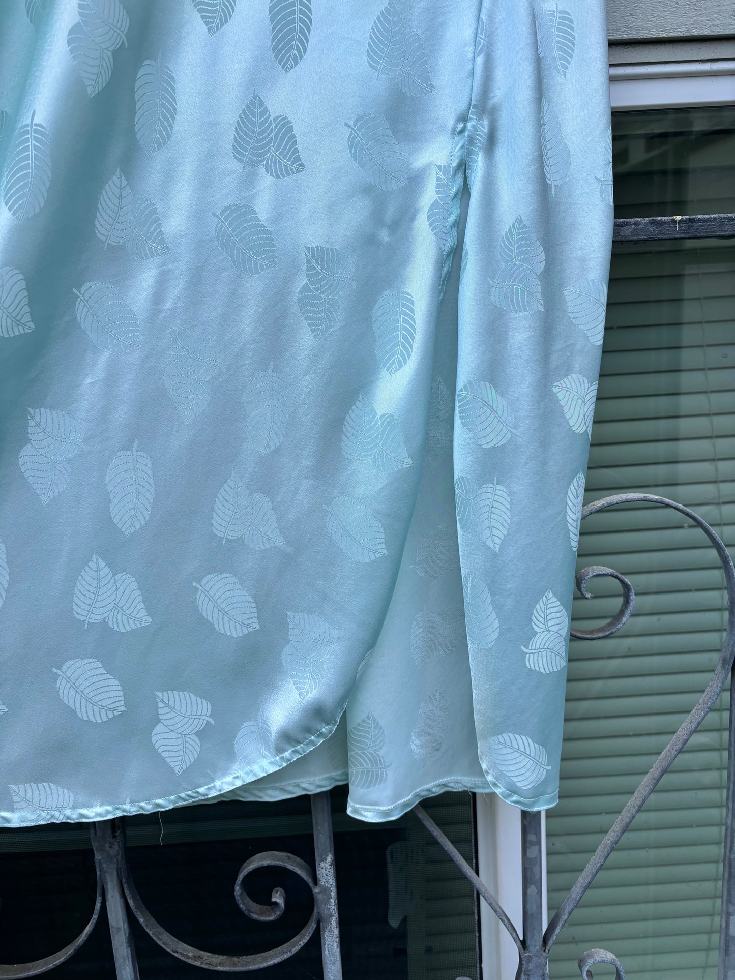 Vintage jacquard feather teal nightgown