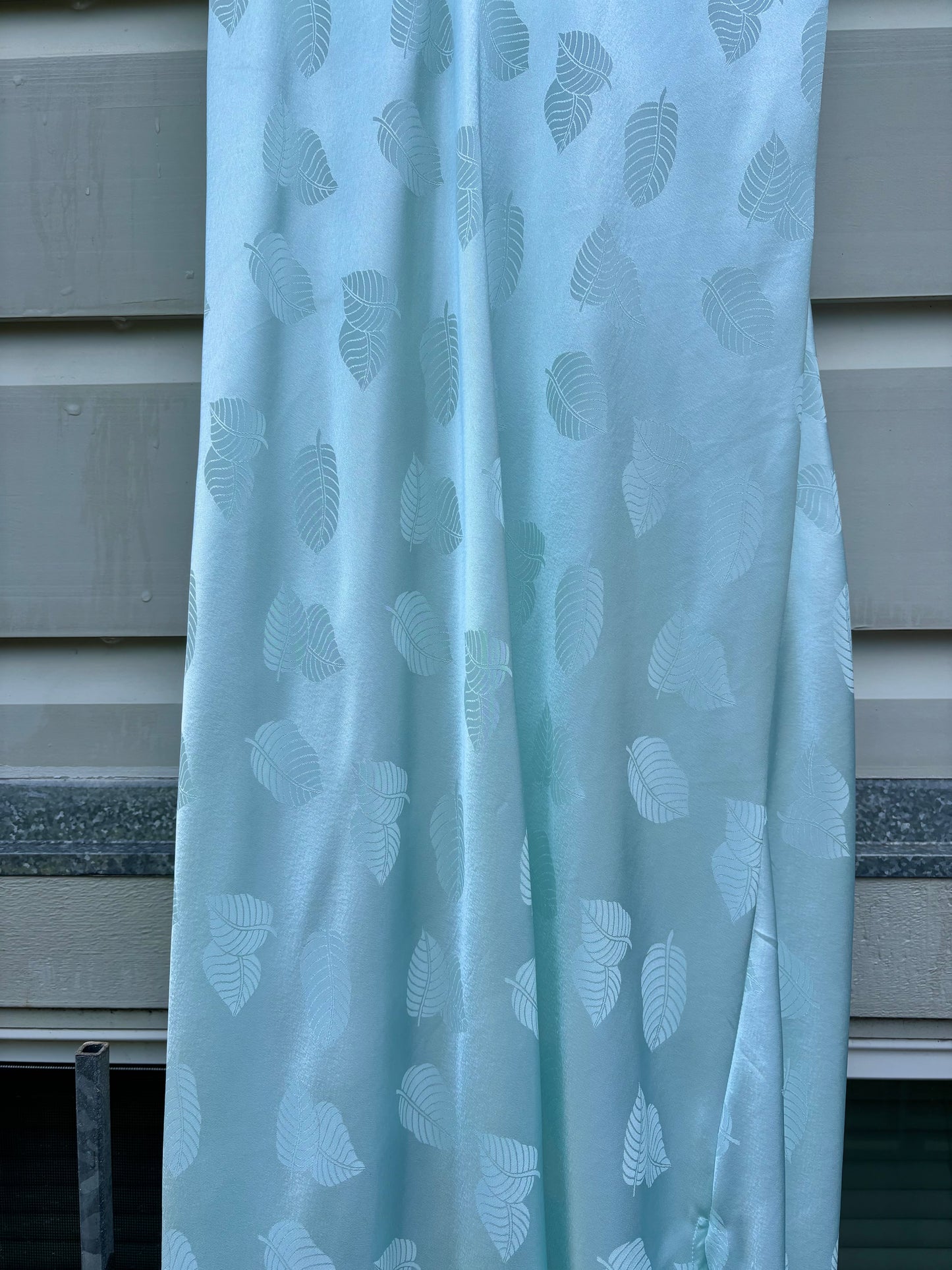 Vintage jacquard feather teal nightgown