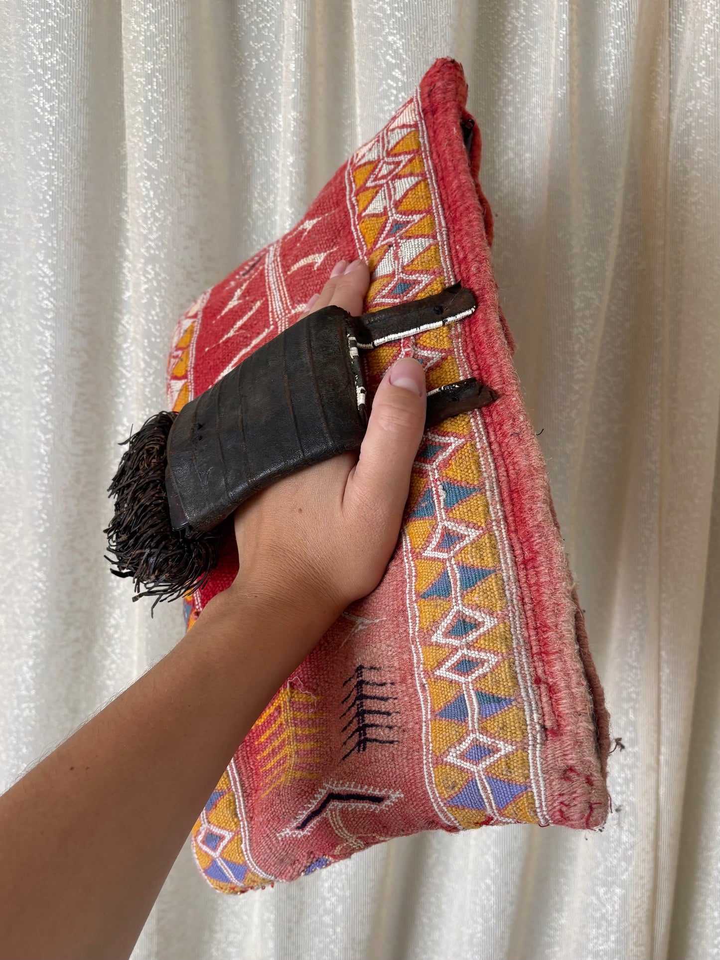 Vintage handmade wool Turkish kilim textile clutch