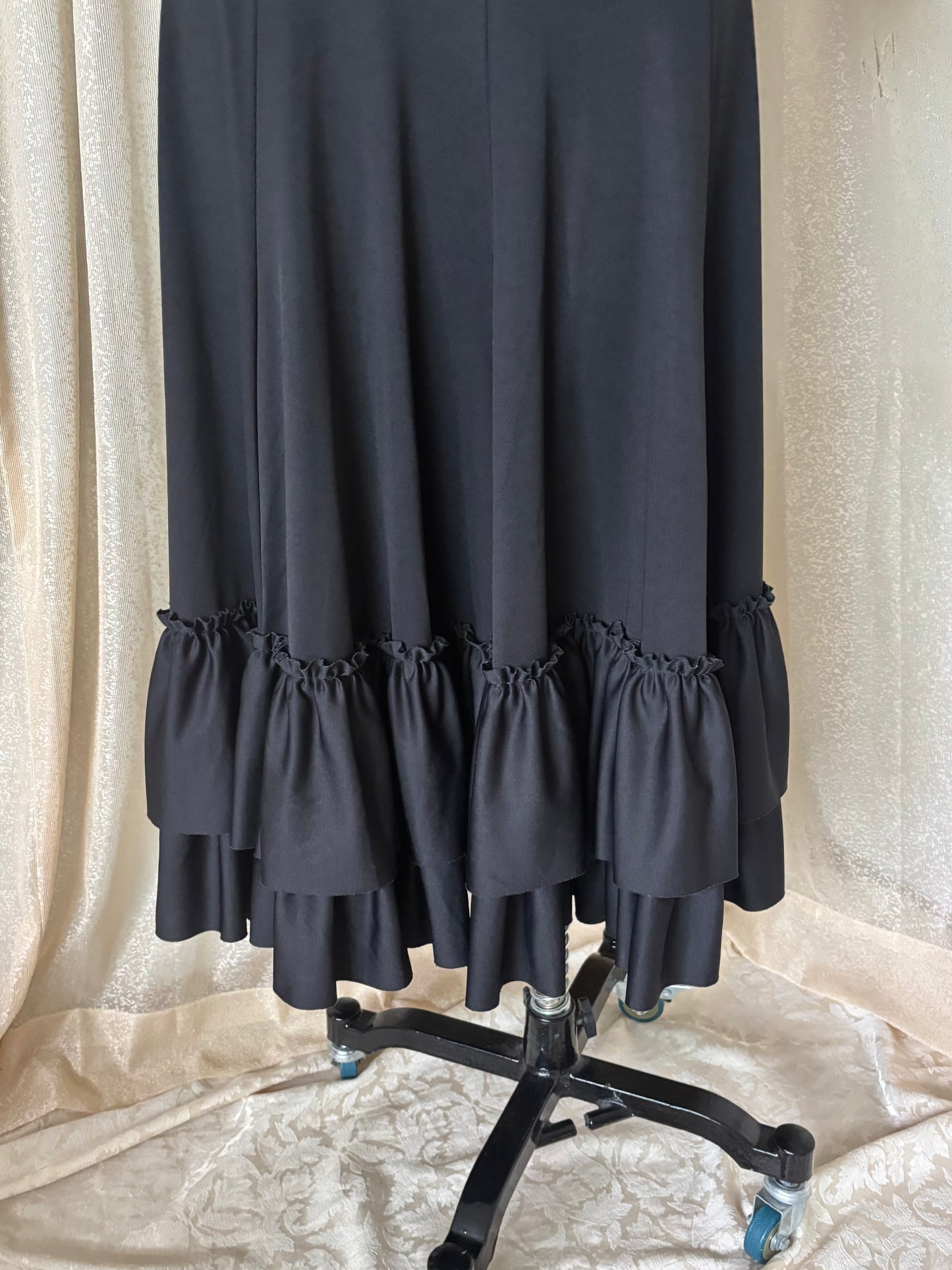 90s black ruffle flamenco skirt