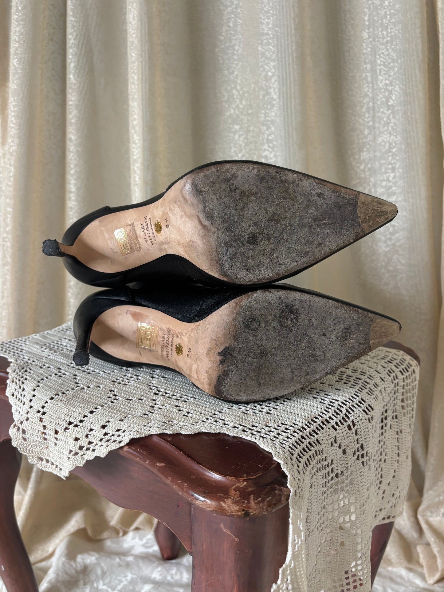 Stuart Weitzman black leather sock booties