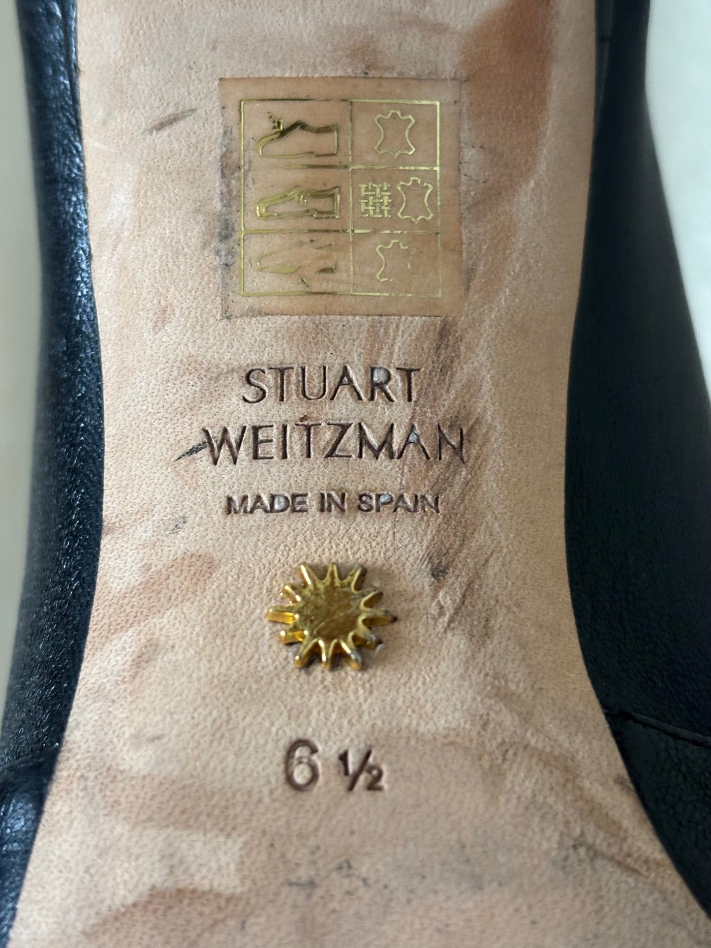 Stuart Weitzman black leather sock booties