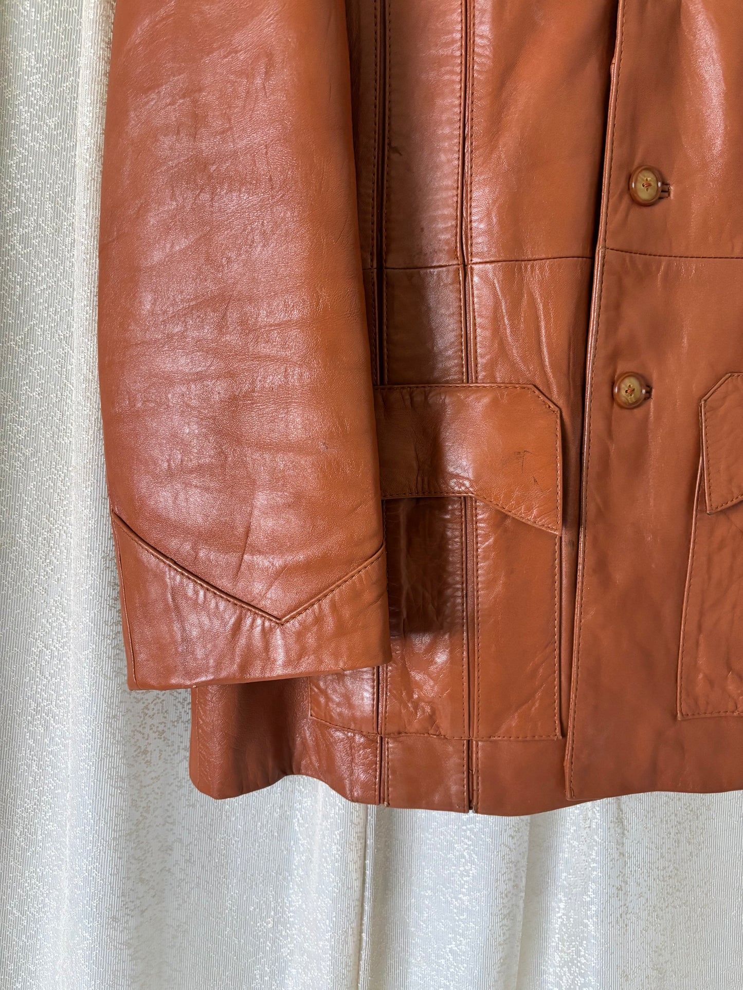70s Golden Collection by Raffaelo brown leather jacket
