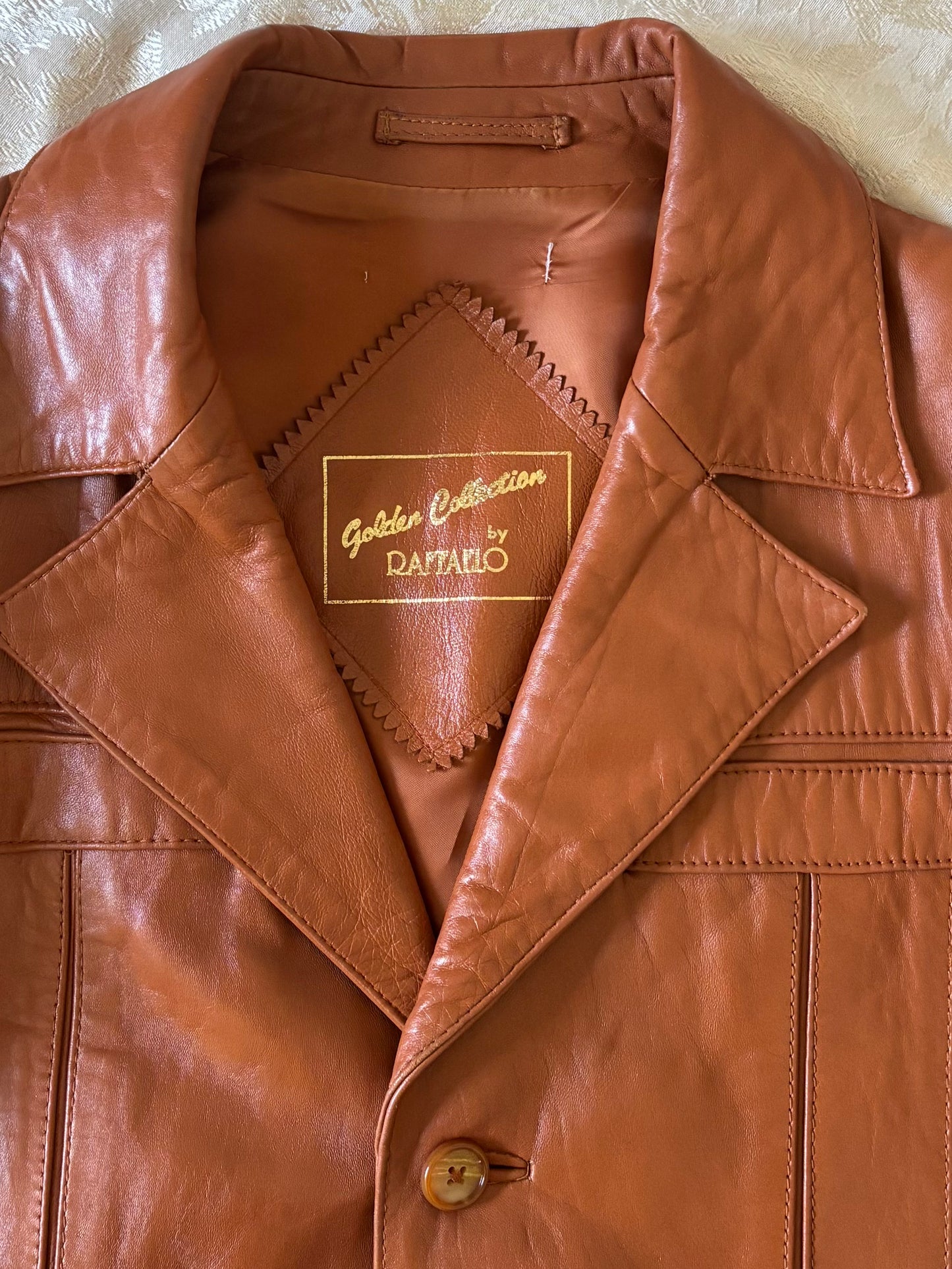 70s Golden Collection by Raffaelo brown leather jacket