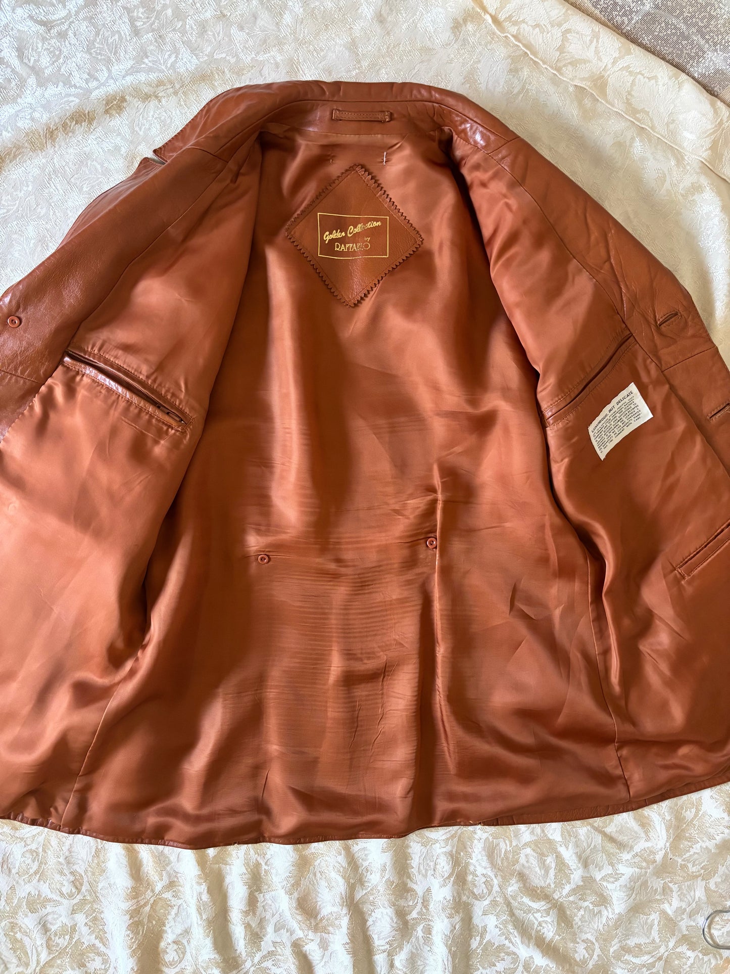 70s Golden Collection by Raffaelo brown leather jacket