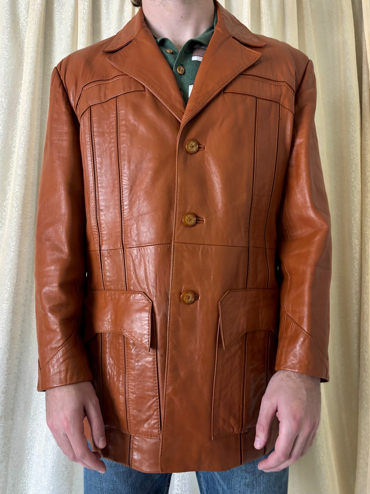 70s Golden Collection by Raffaelo brown leather jacket