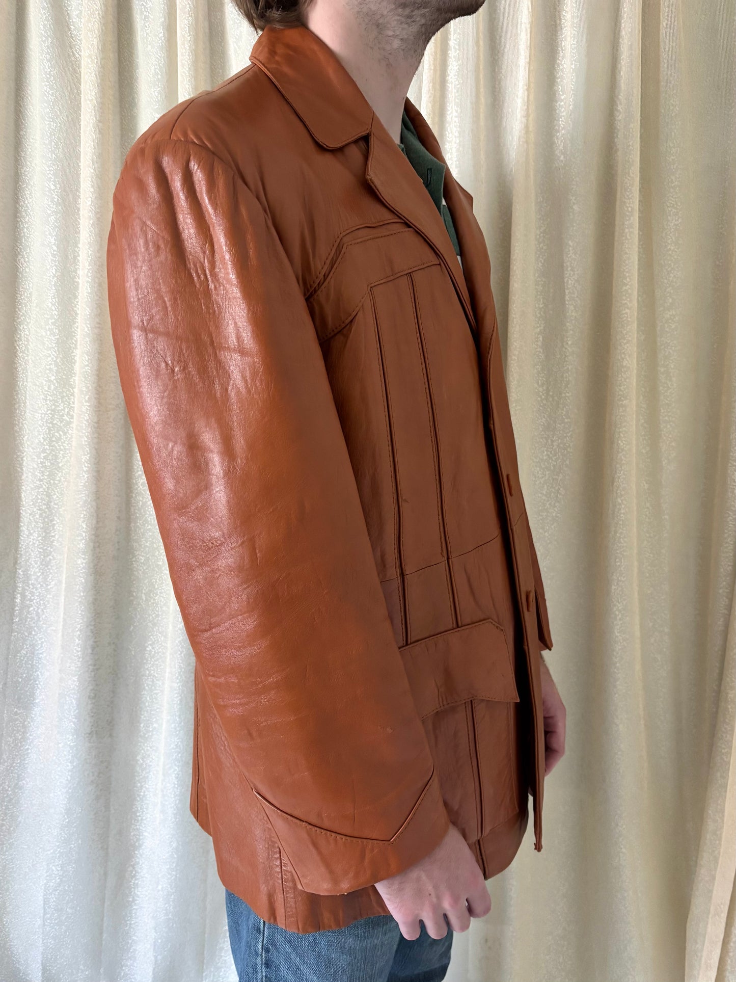 70s Golden Collection by Raffaelo brown leather jacket