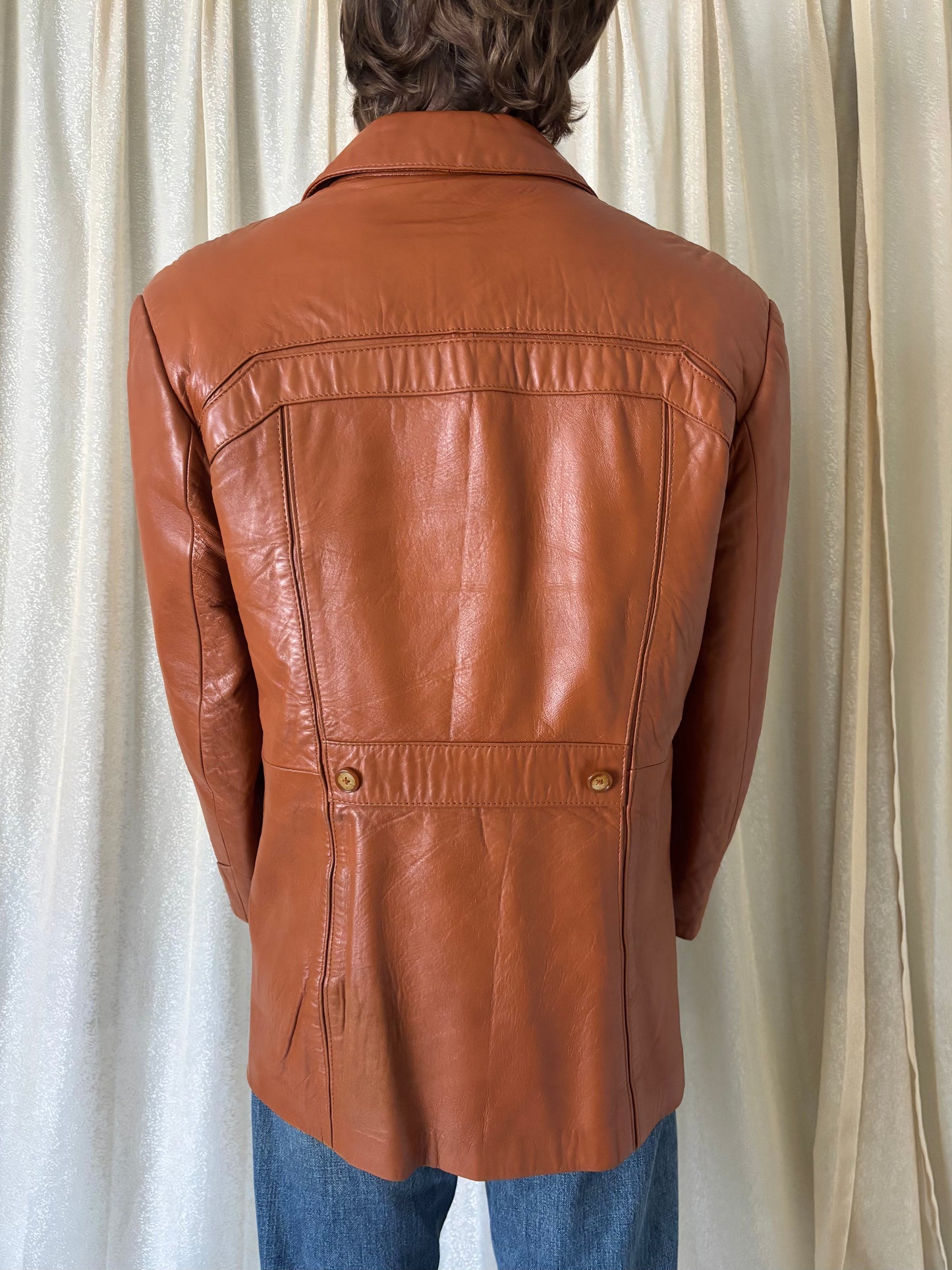70s Golden Collection by Raffaelo brown leather jacket