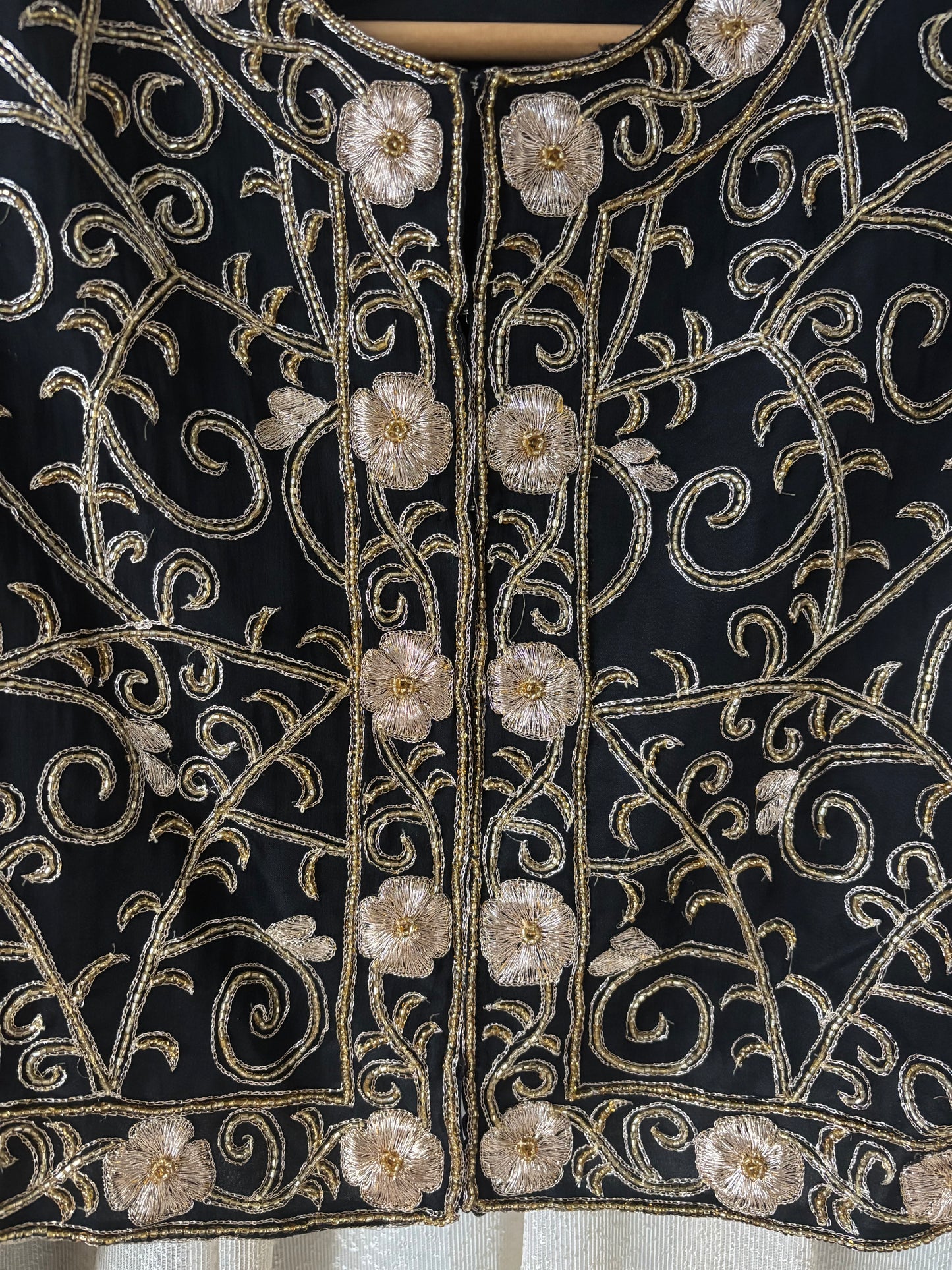 80s Laurence Kazar silk embroidered bolero