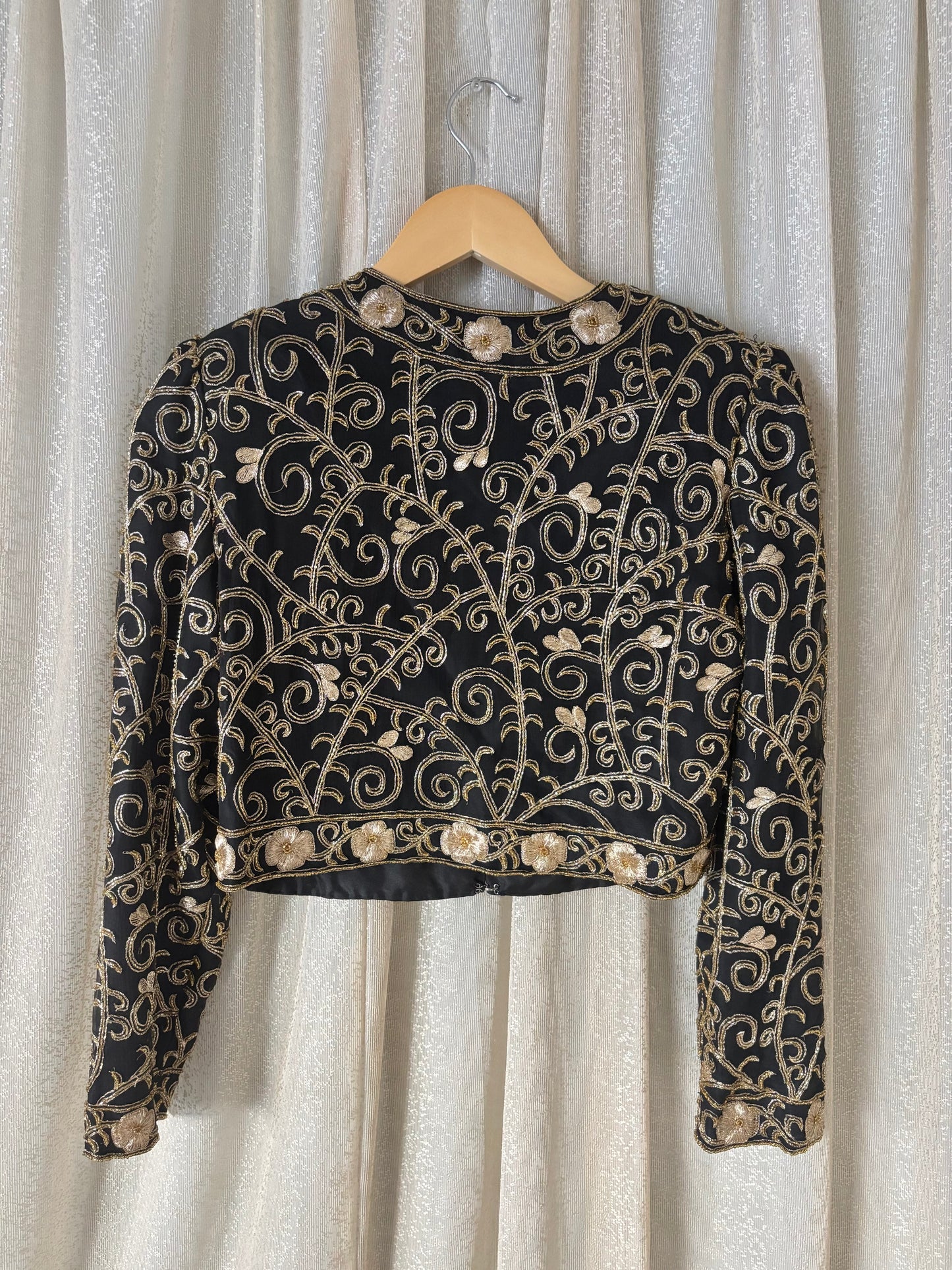 80s Laurence Kazar silk embroidered bolero