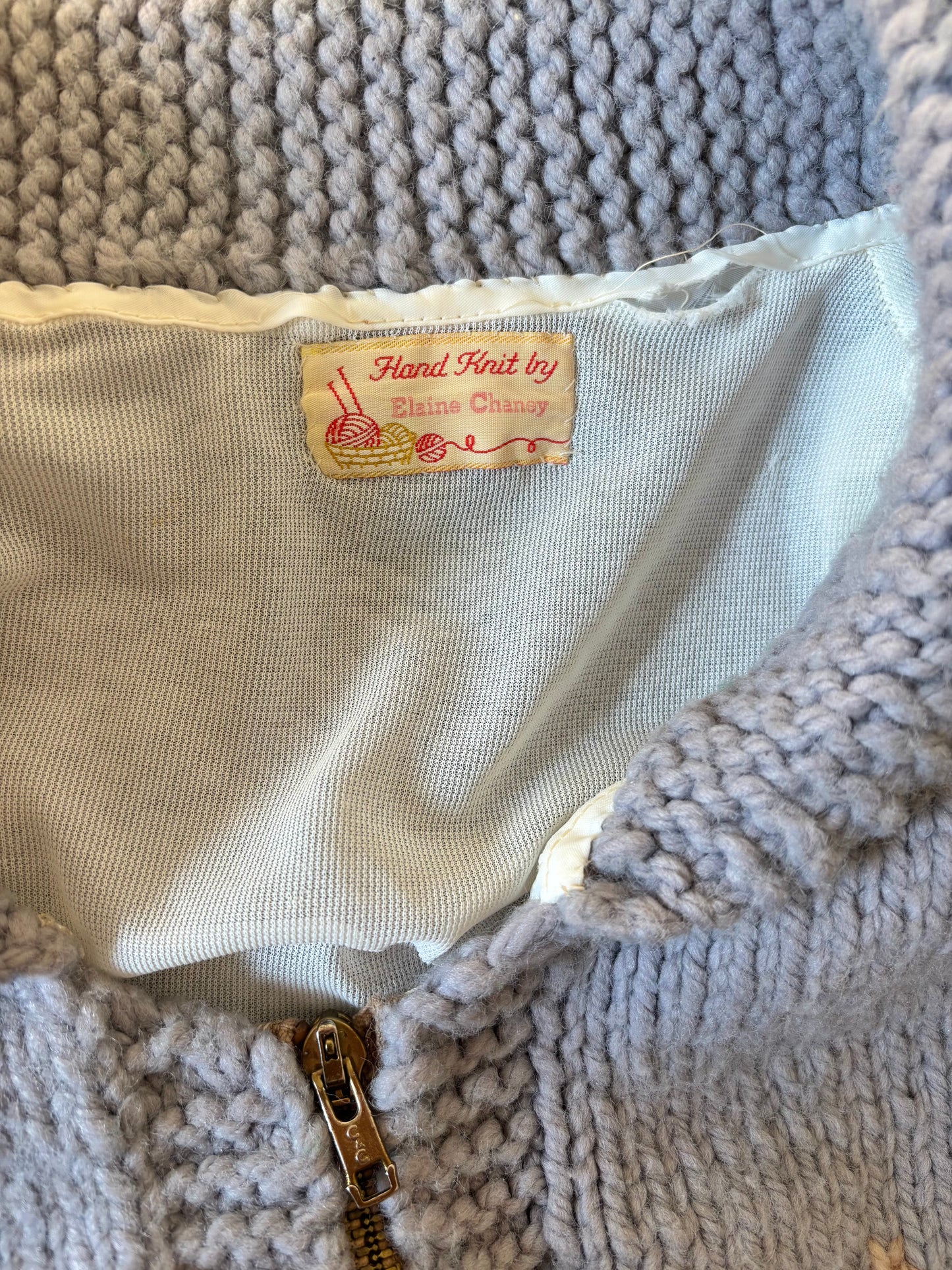 Vintage hand knit Cowichan-style duck sweater