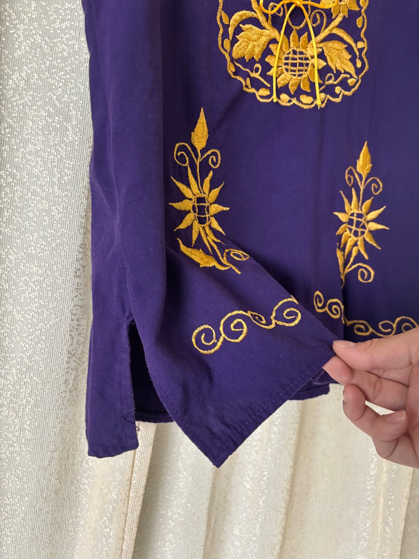 Sunflower embroidered Oaxacan-style shirt