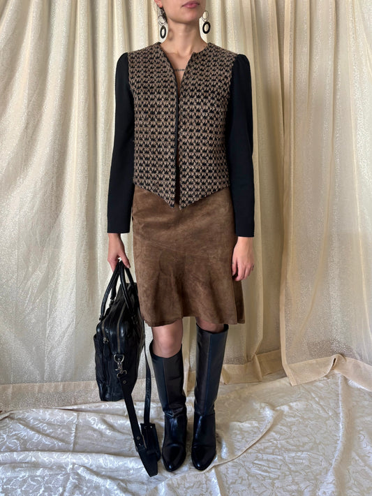 Oleg Cassini asymmetrical suede skirt