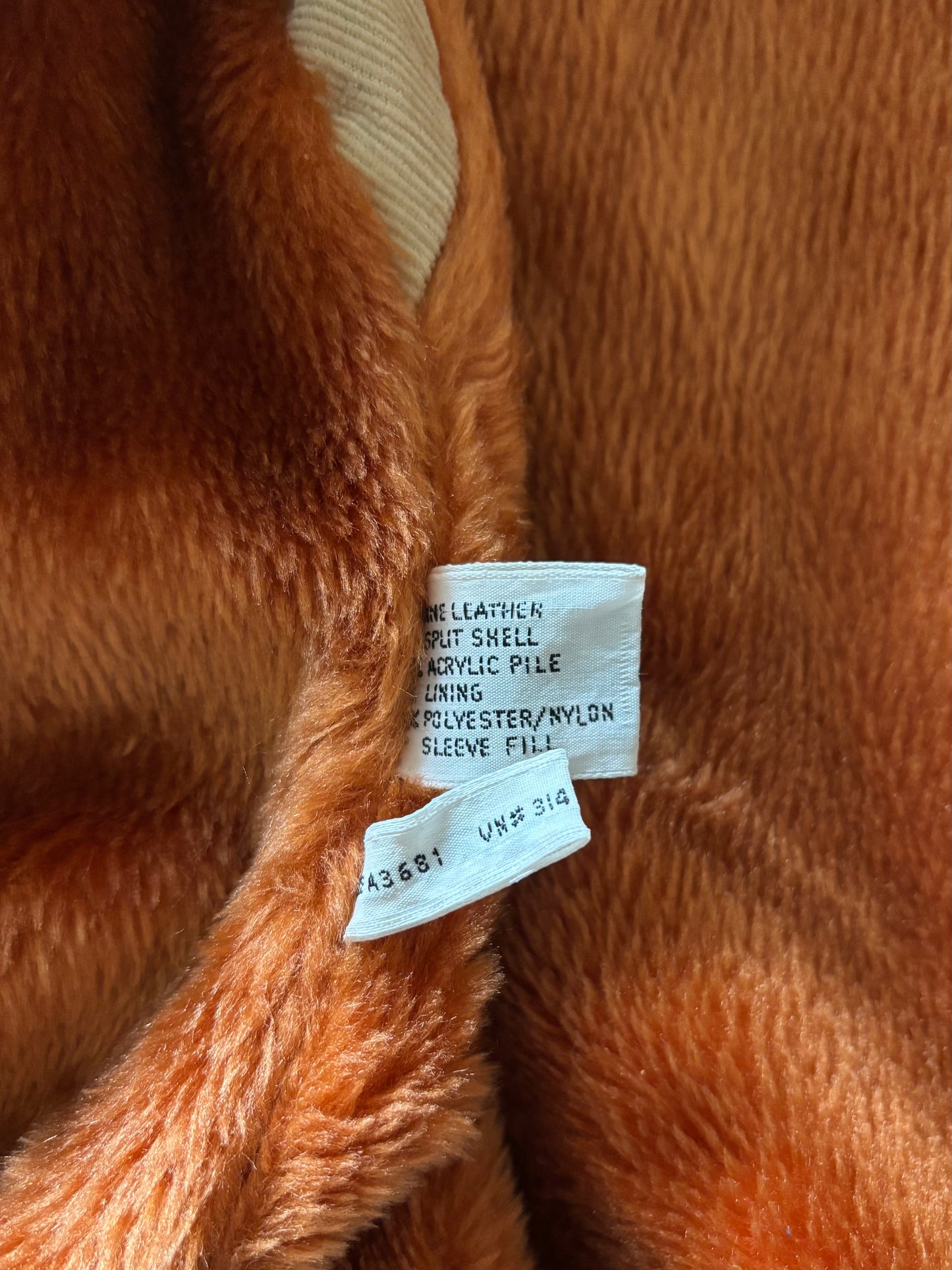 70s orange suede zip hooded bomber jacket