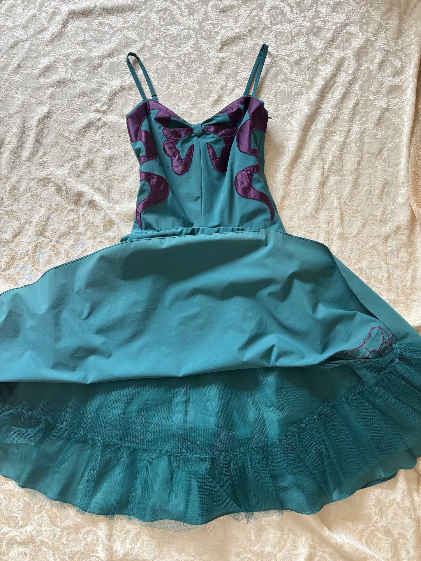 Rare 90s/00s Betsey Johnson ribbon appliqué dress