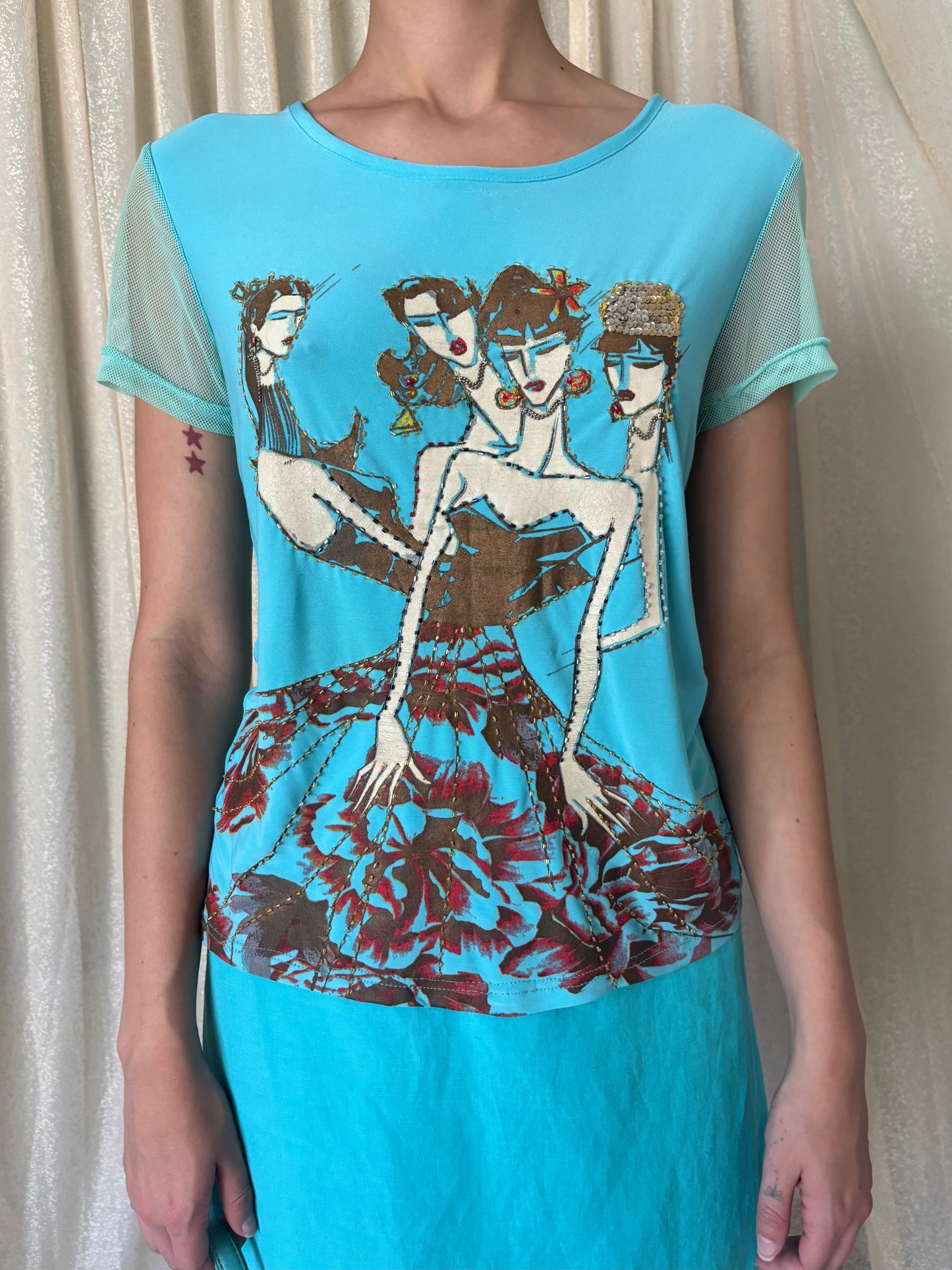 Caché four beaded ladies top