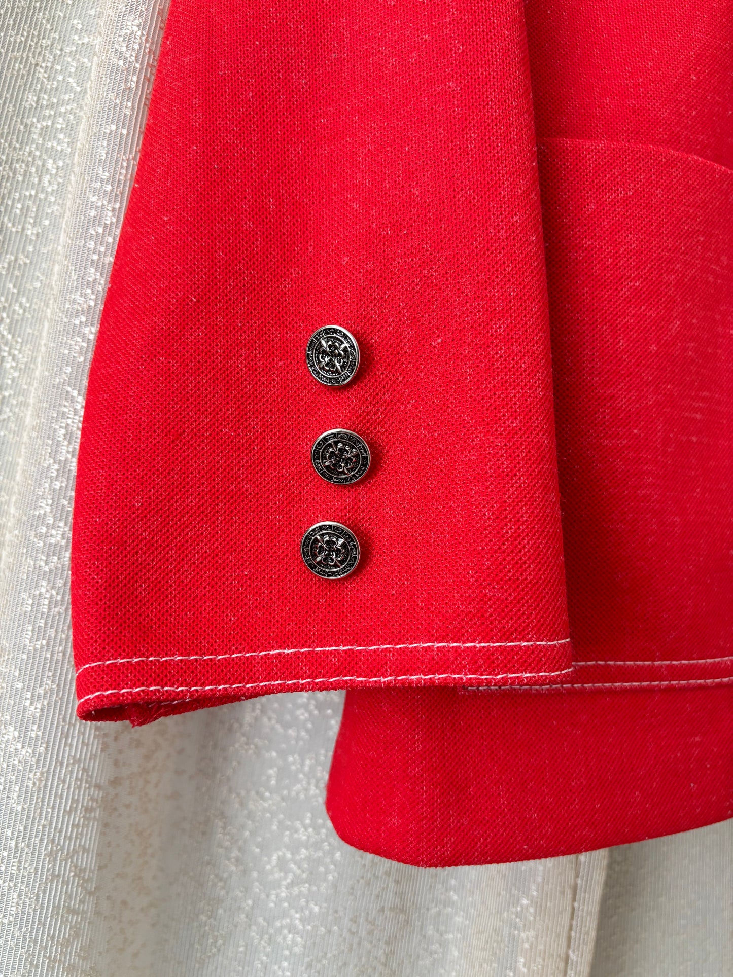 70s red button down