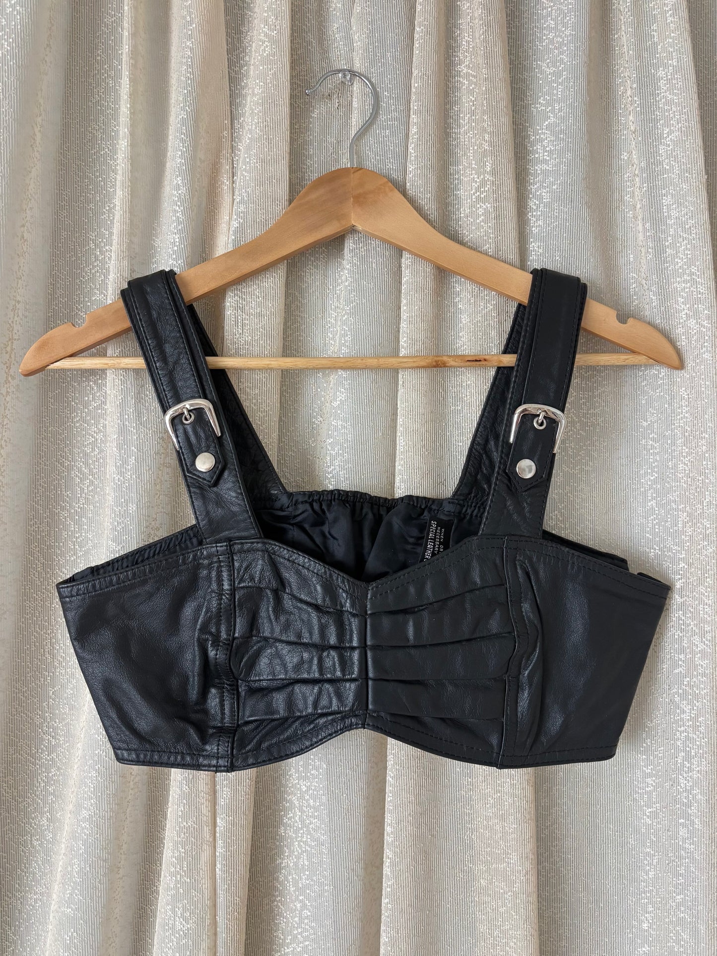 80s Chia leather moto bustier top