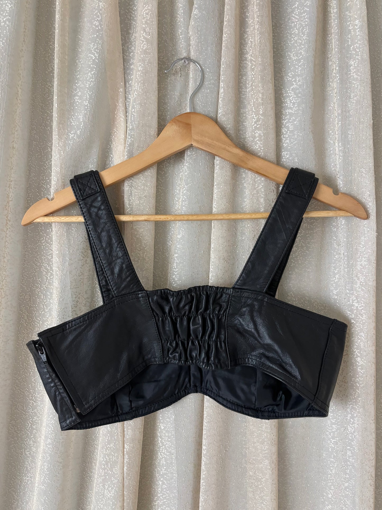80s Chia leather moto bustier top