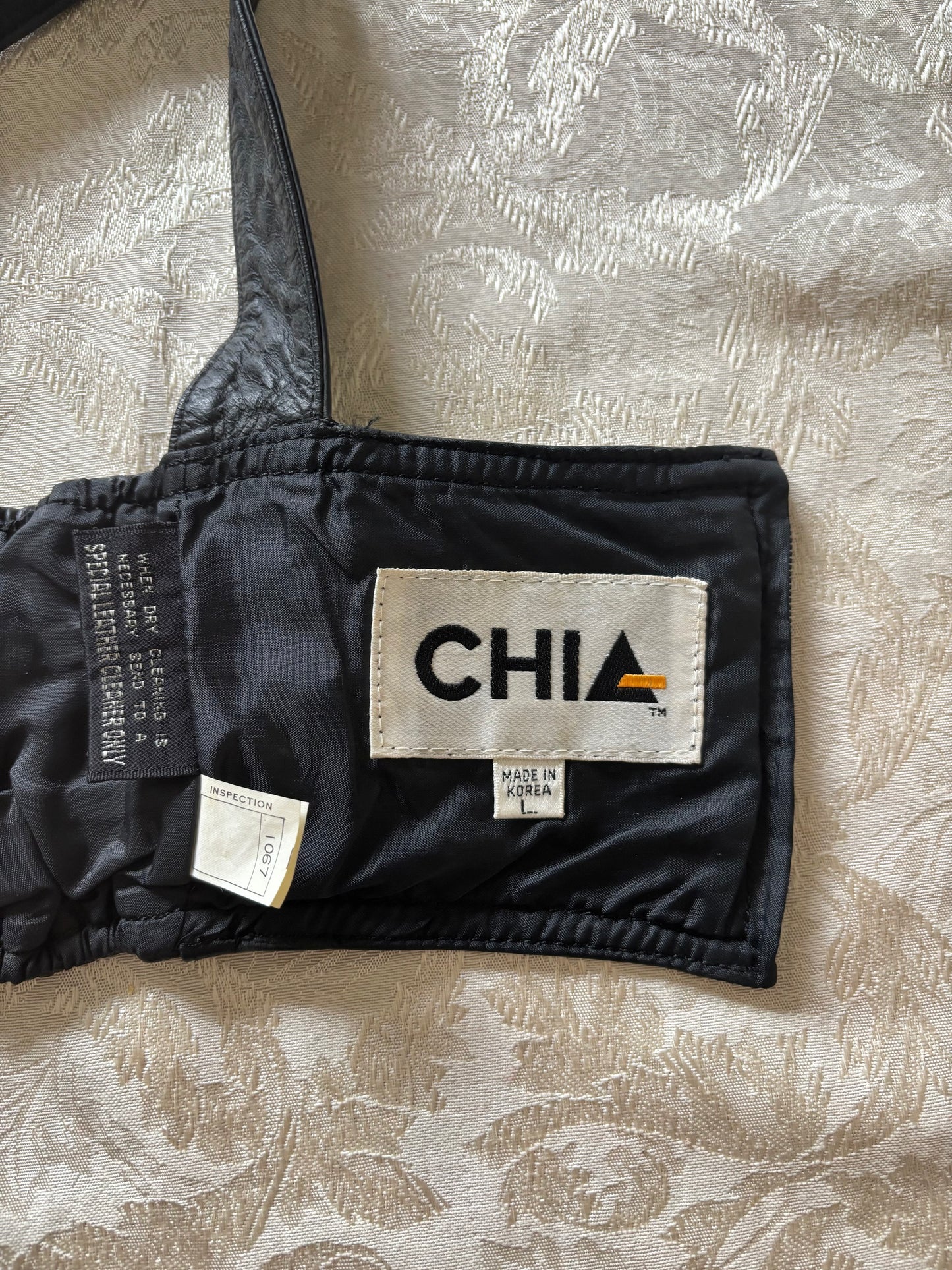 80s Chia leather moto bustier top