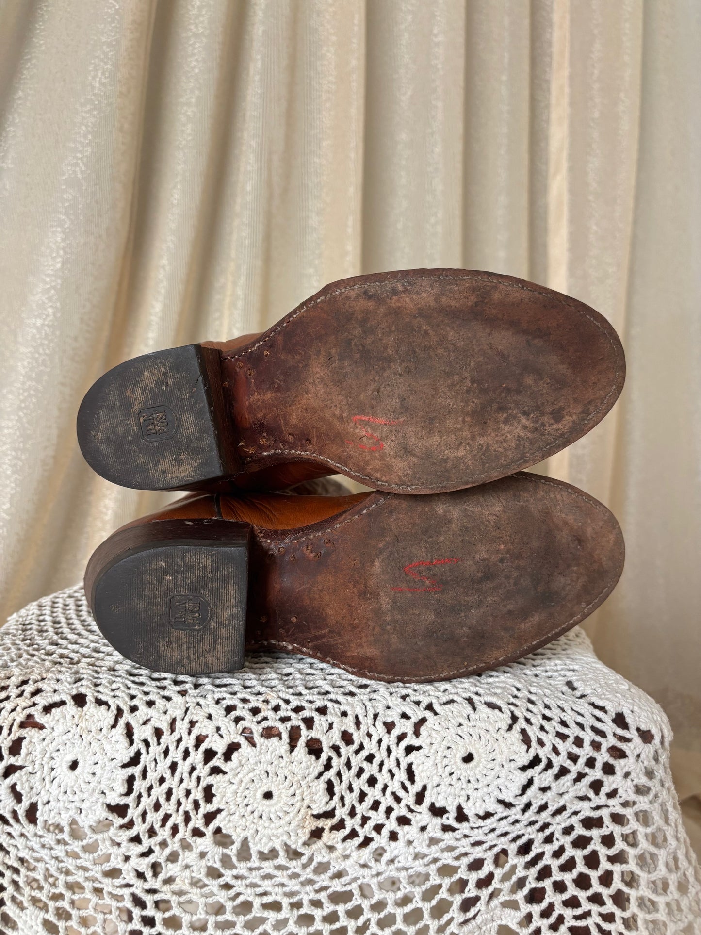 Vintage Dan Post brown leather Western boots