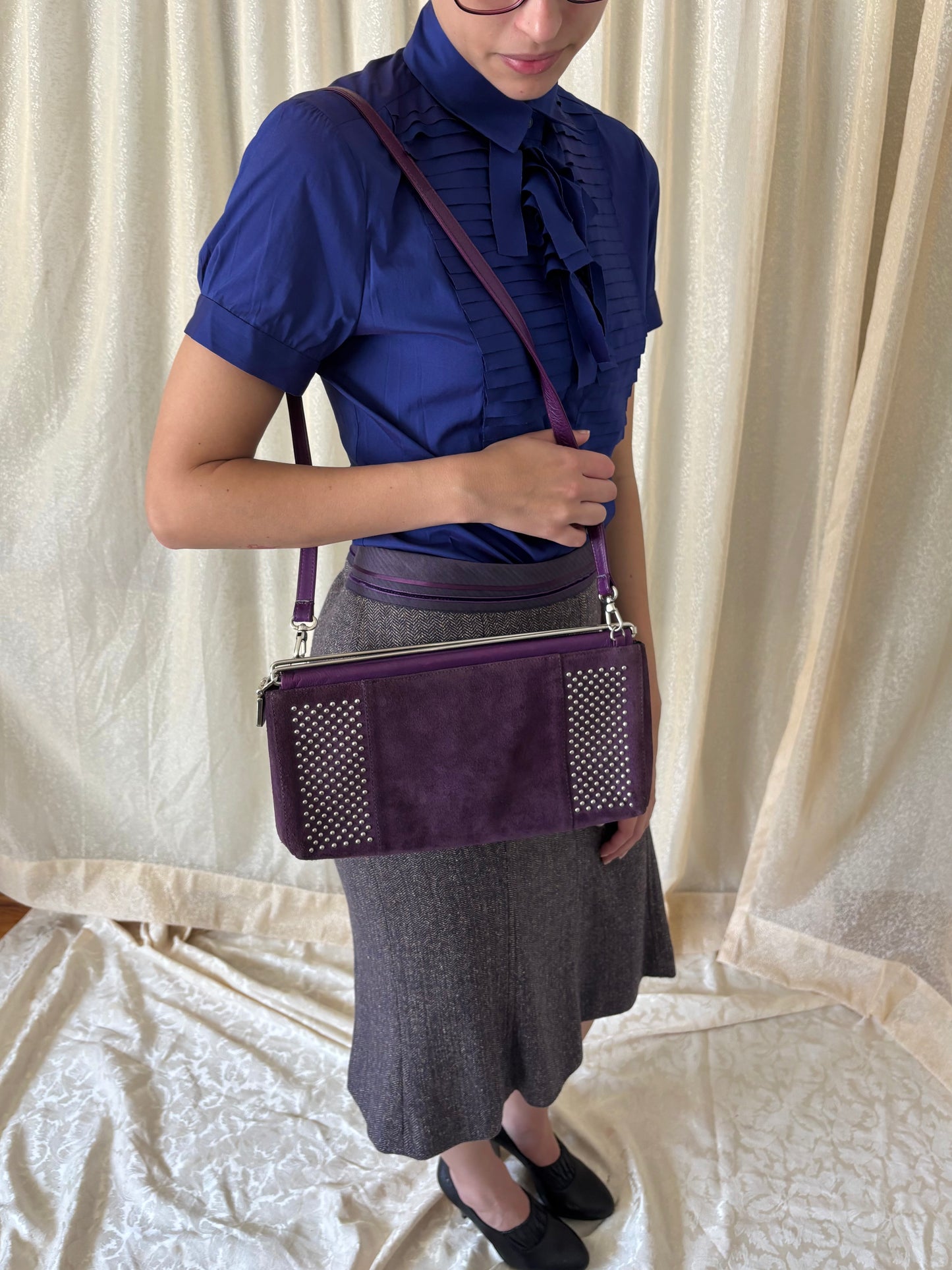 Italian studded suede bag