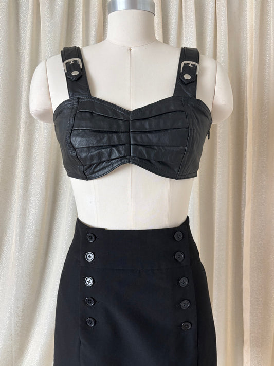80s Chia leather moto bustier top