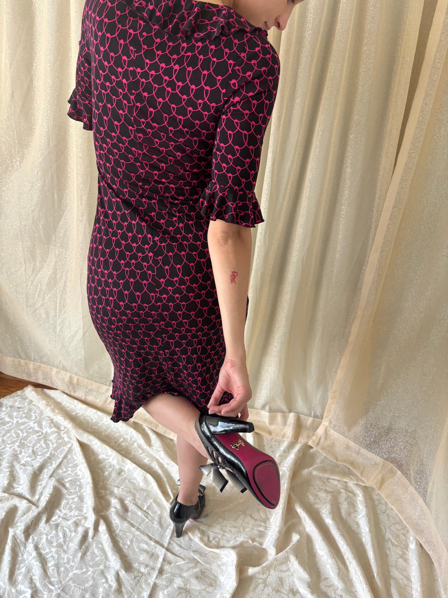 Betsey Johnson patent ribbon pumps