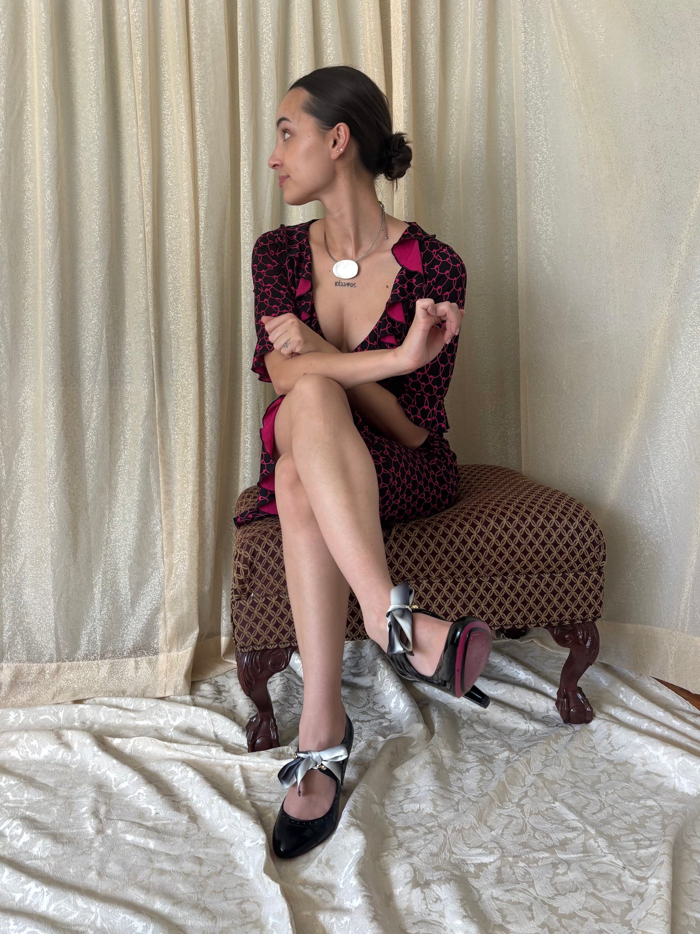 Betsey Johnson patent ribbon pumps