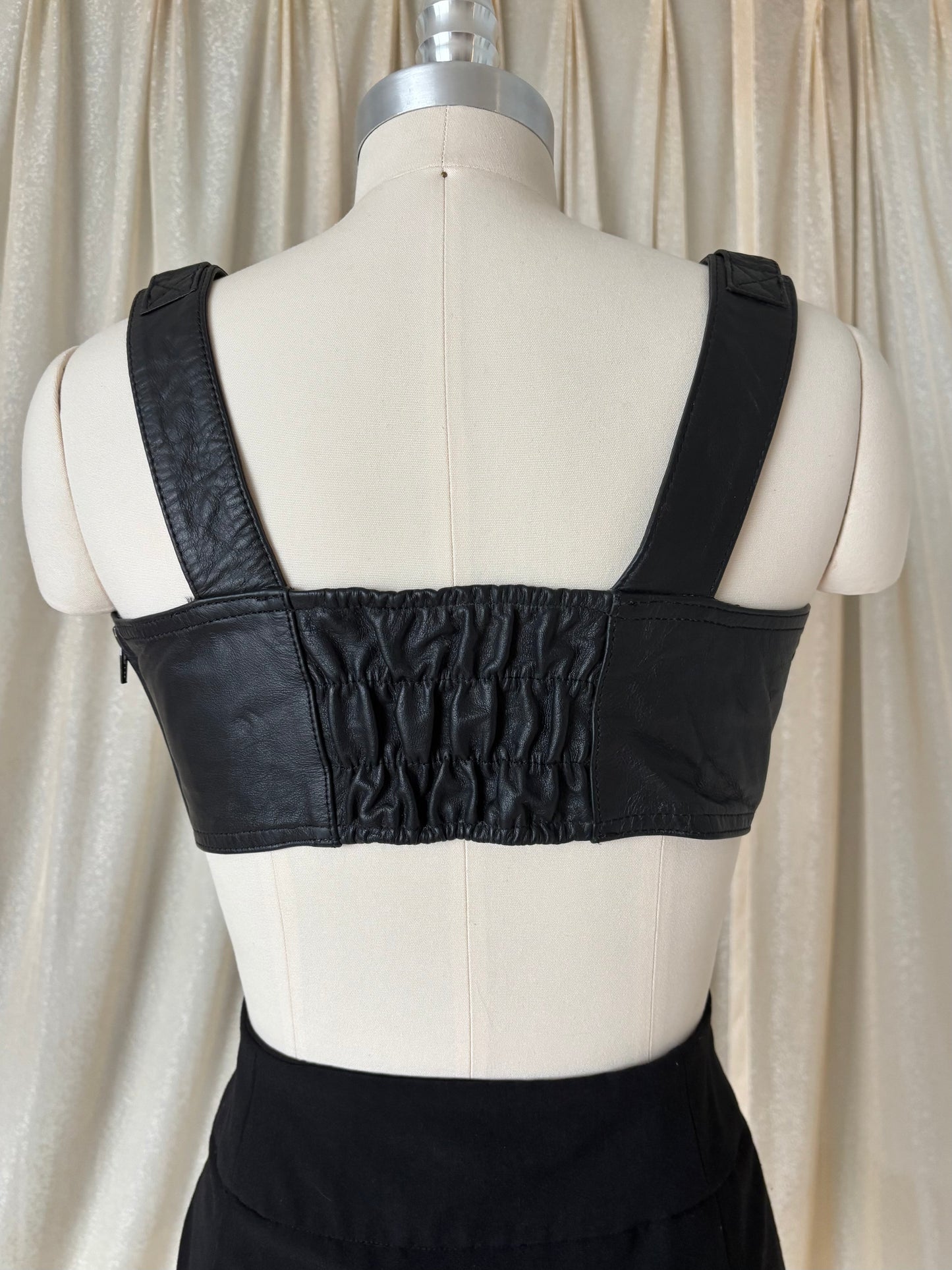 80s Chia leather moto bustier top