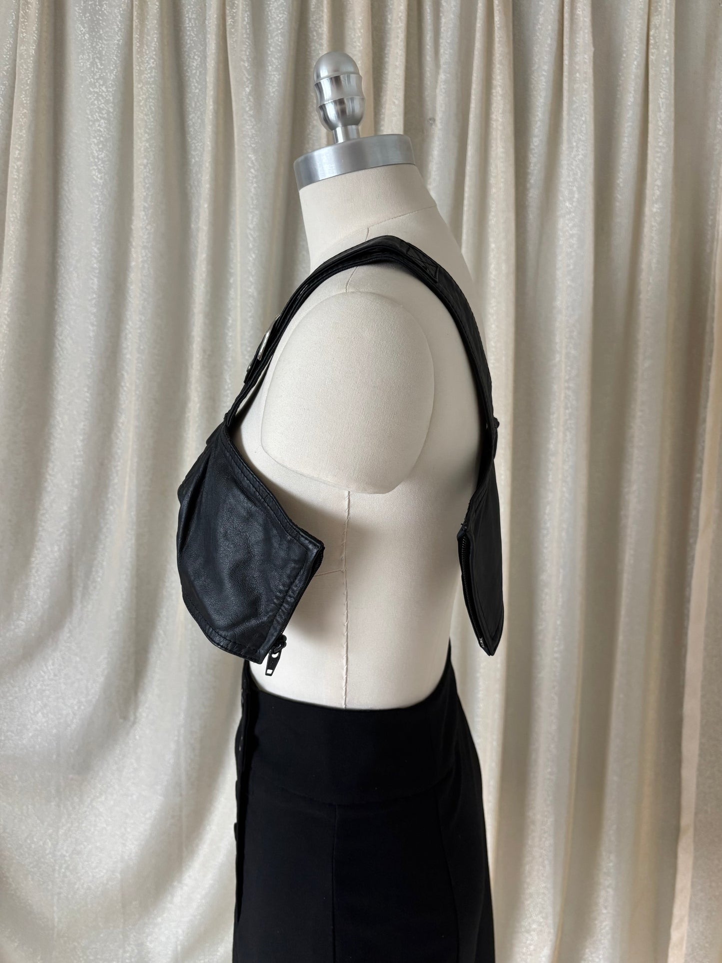 80s Chia leather moto bustier top