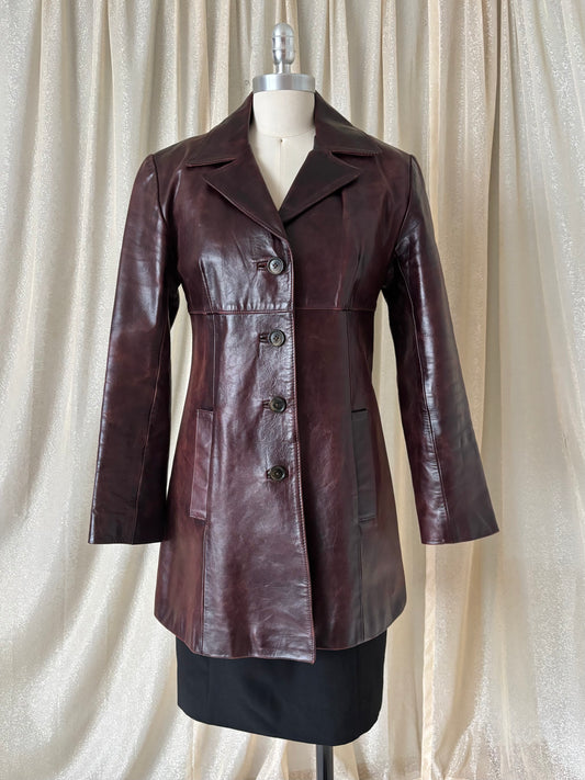 80s burgundy leather jacket