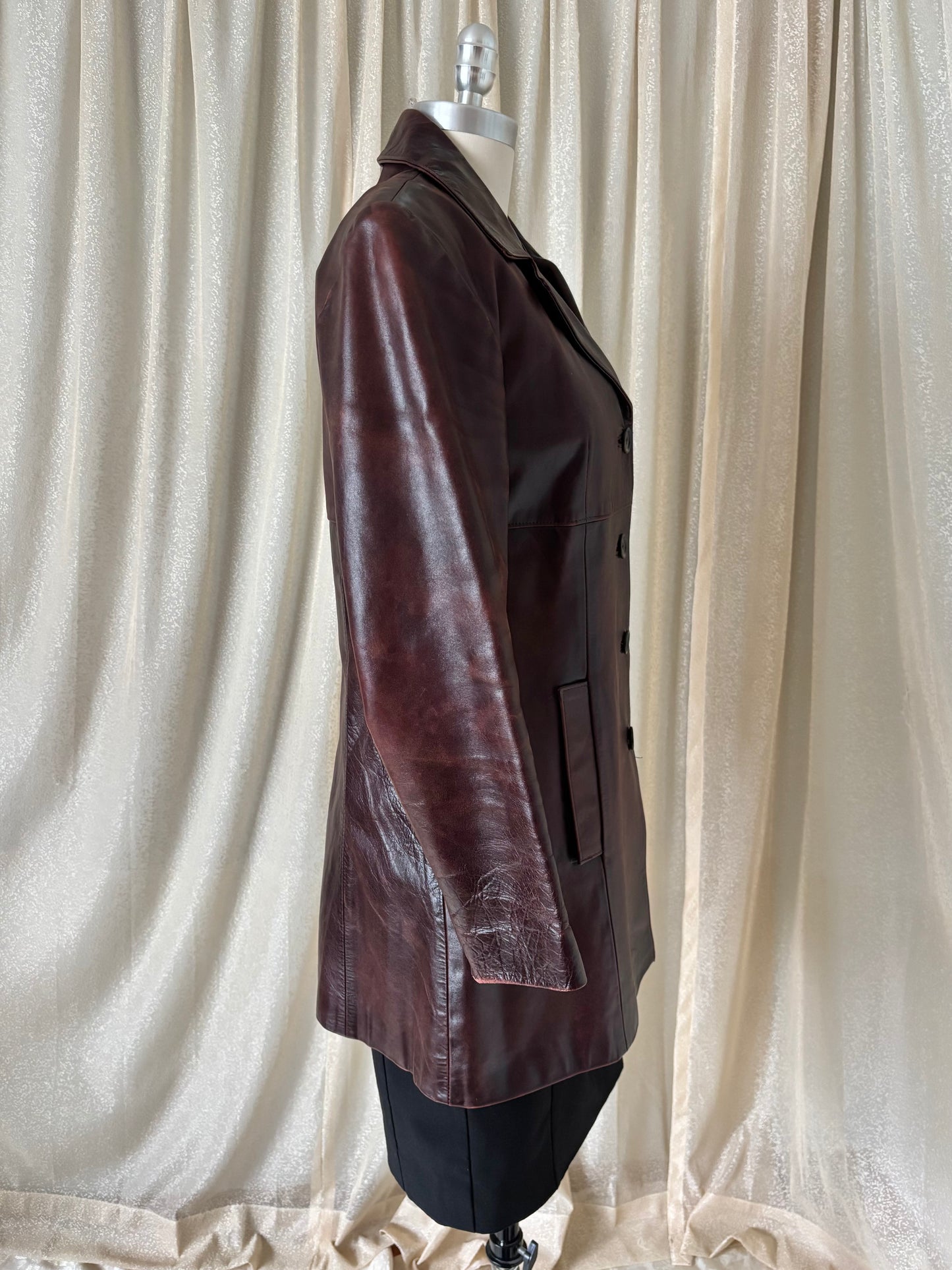 80s burgundy leather jacket