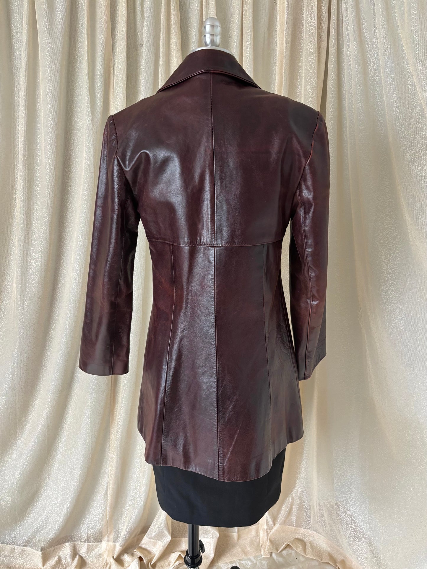 80s burgundy leather jacket