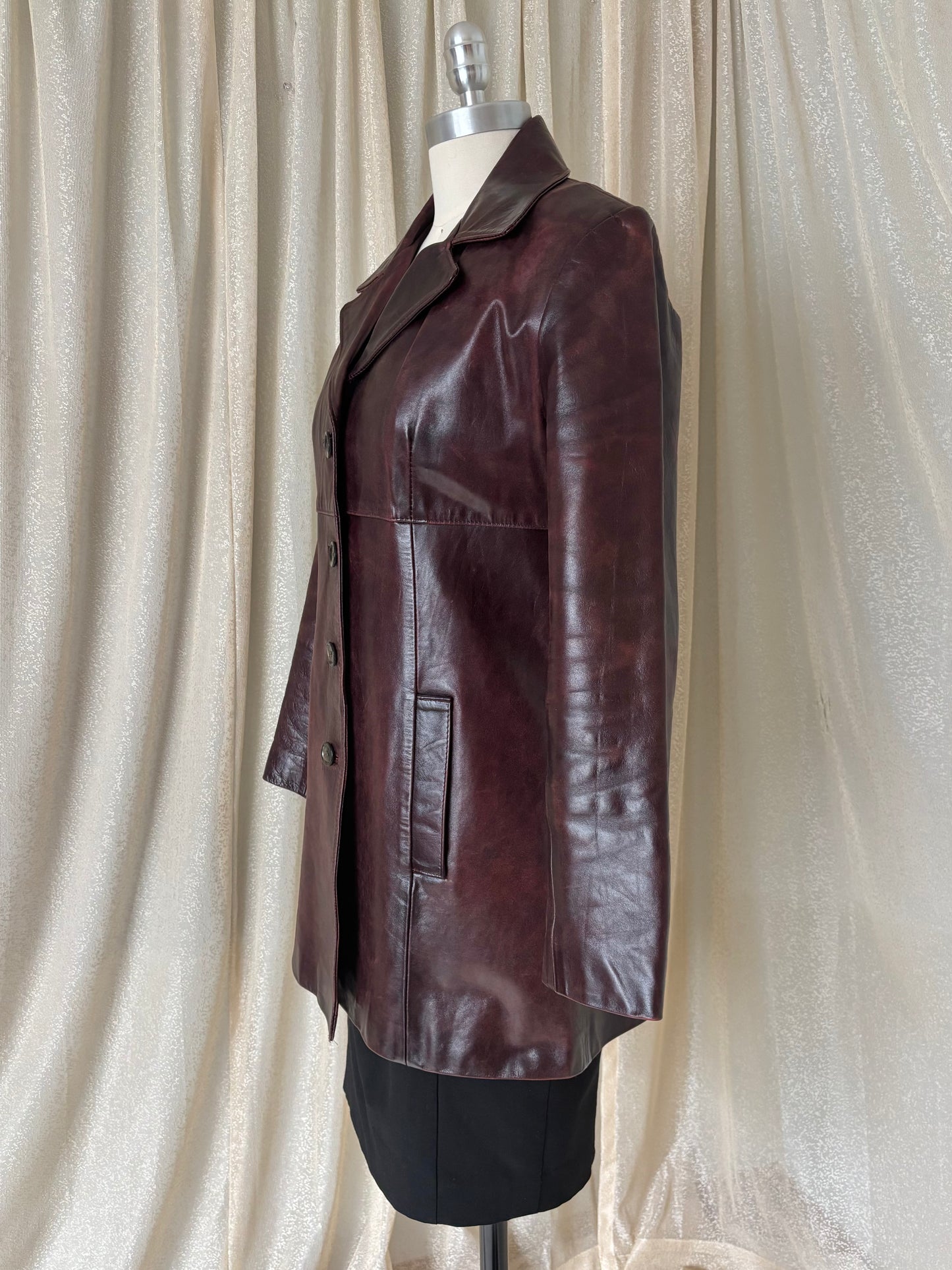 80s burgundy leather jacket