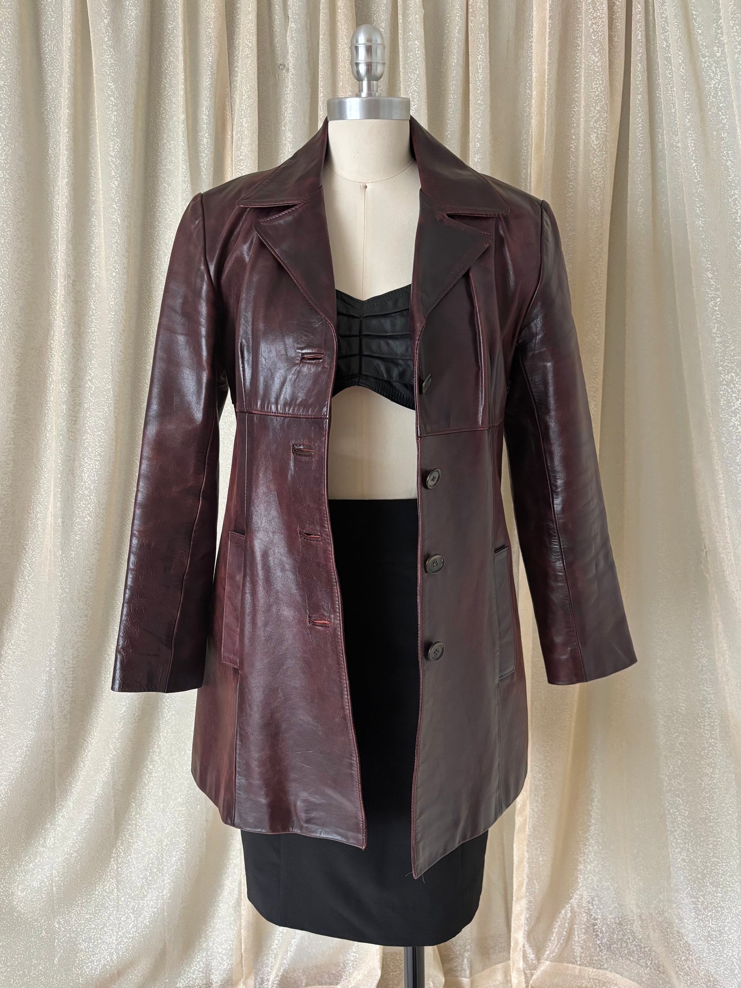 80s burgundy leather jacket