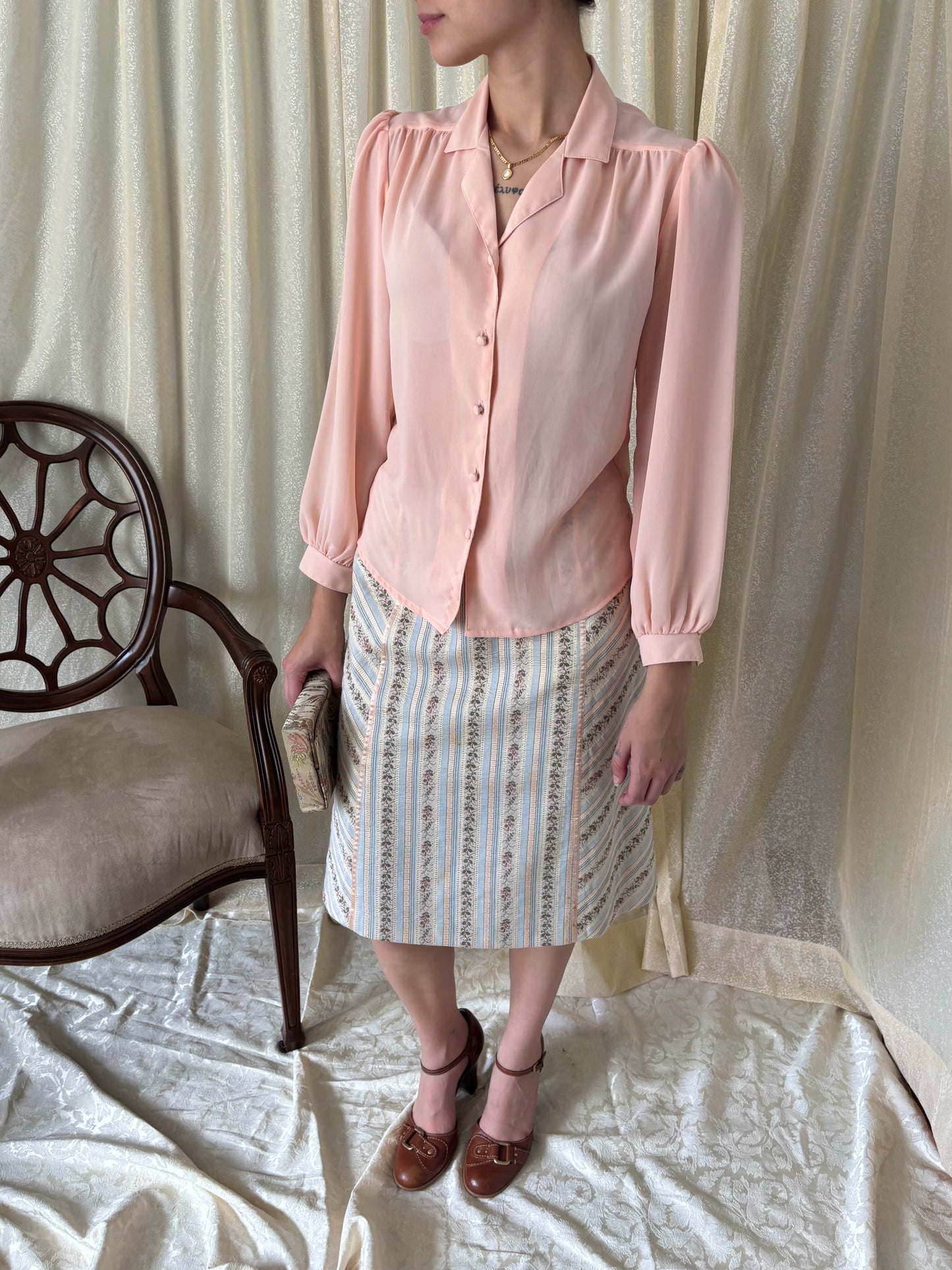 Floral striped upholstery skirt