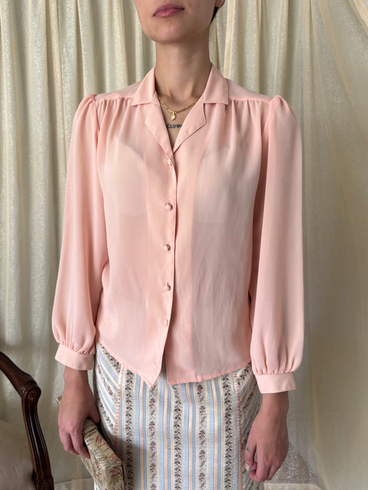 80s sheer pink blouse