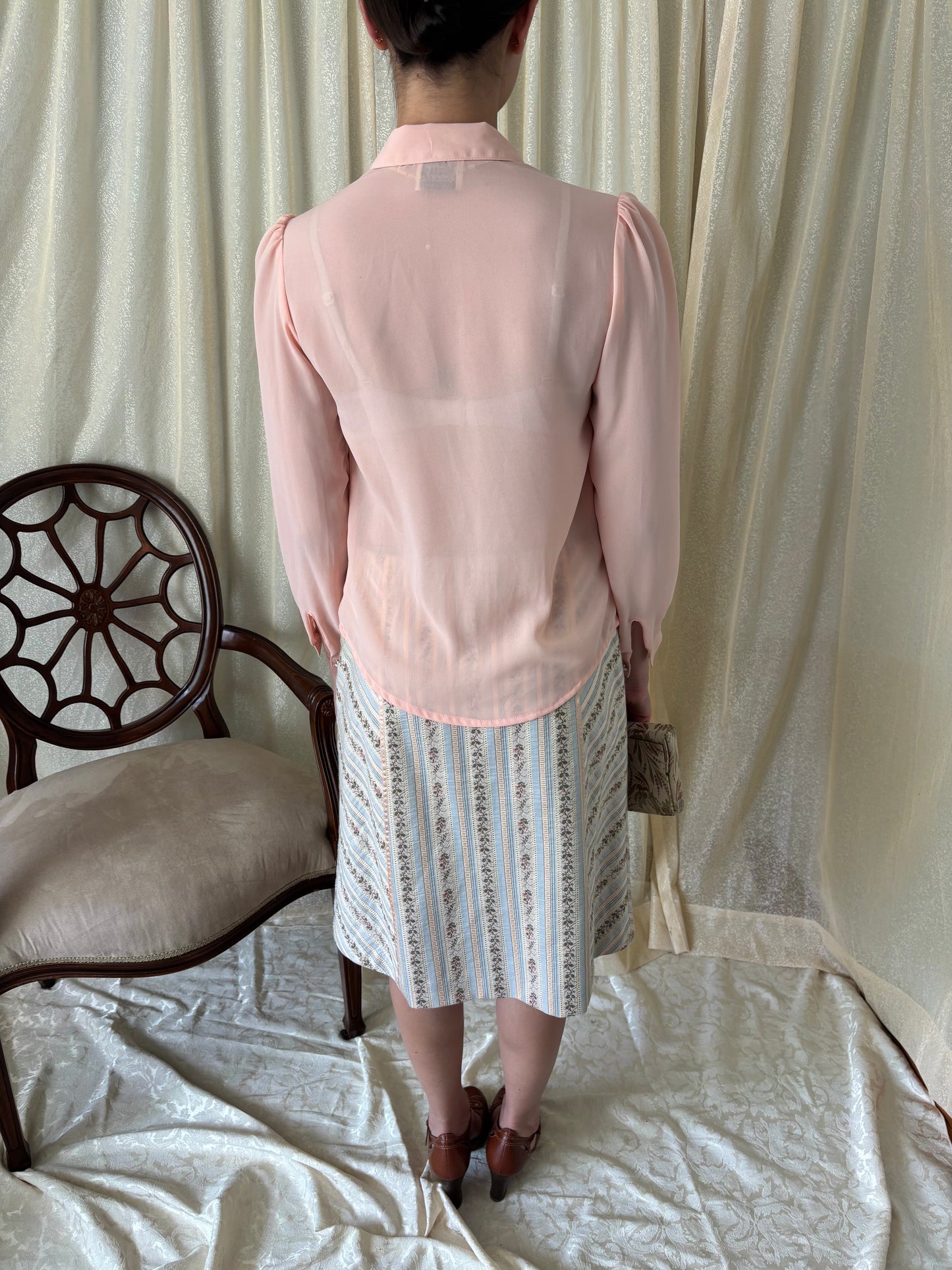 Floral striped upholstery skirt