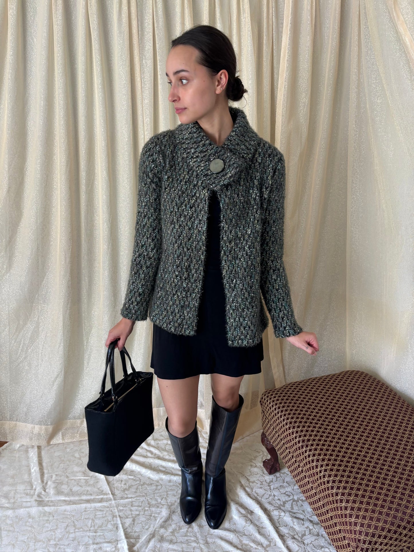 Vintage emerald button sweater