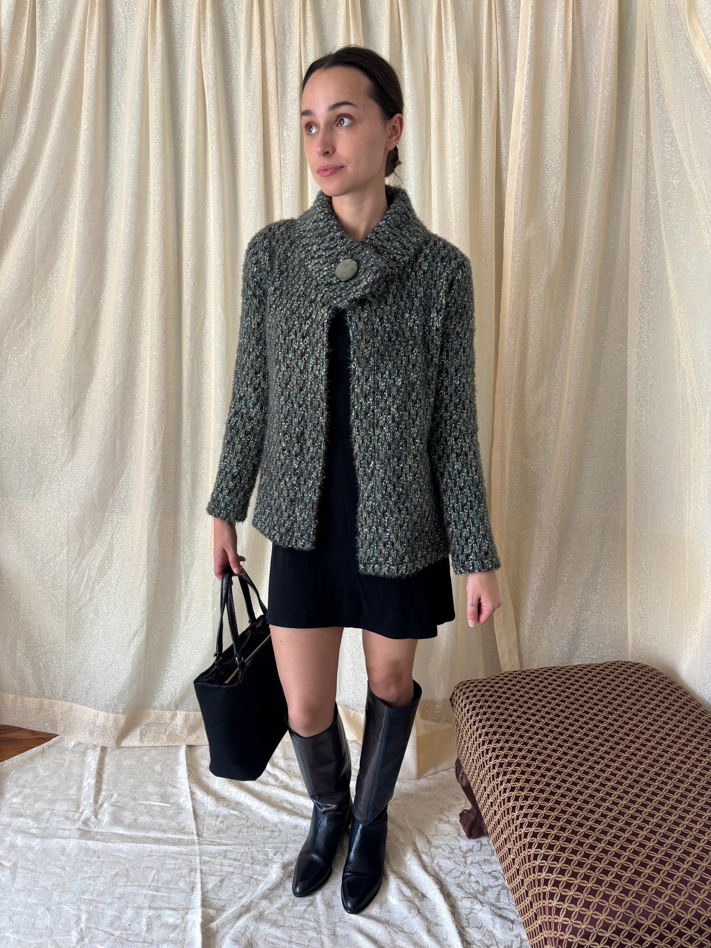 Vintage emerald button sweater