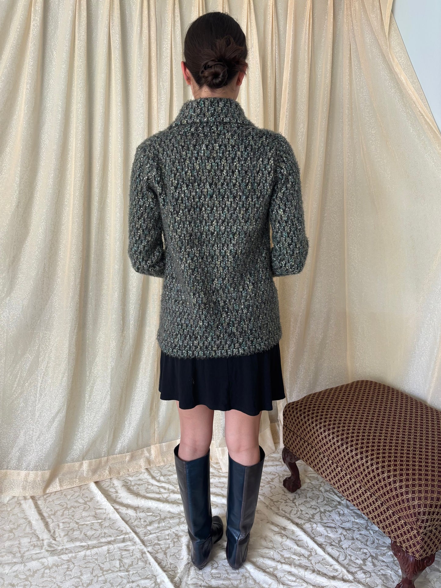 Vintage emerald button sweater