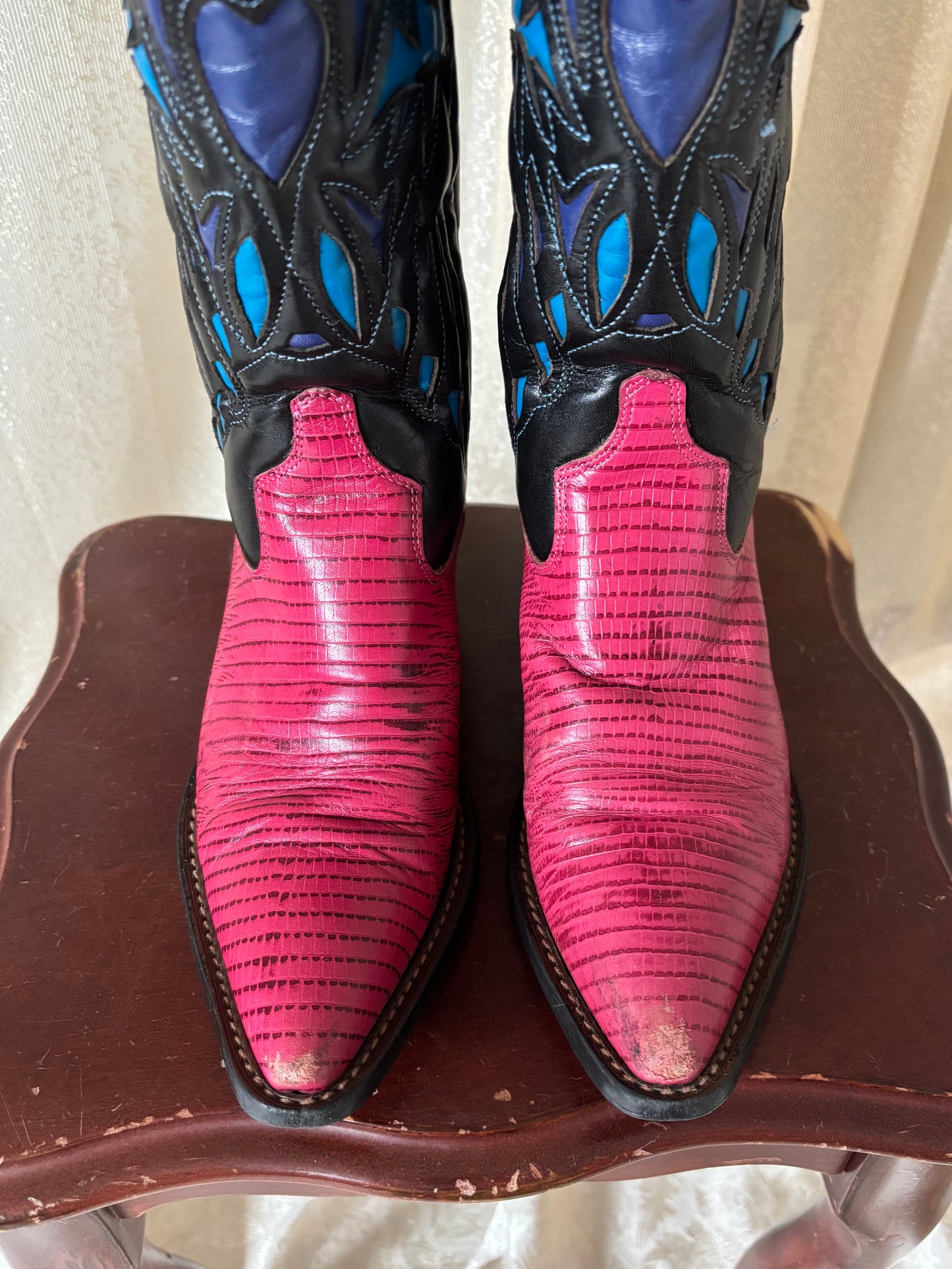 90s Nine West two-tone eagle inlay leather Western boots