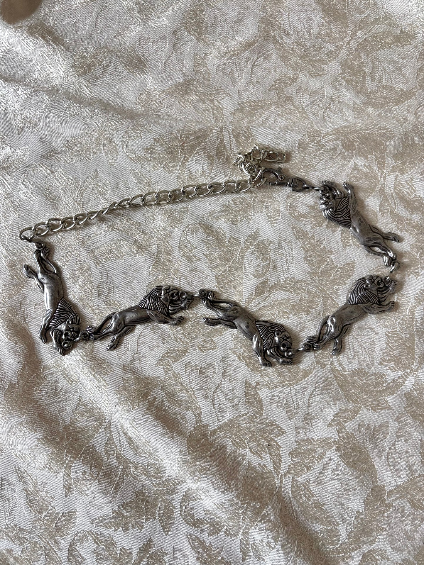 Vintage silver-tone lion chain belt
