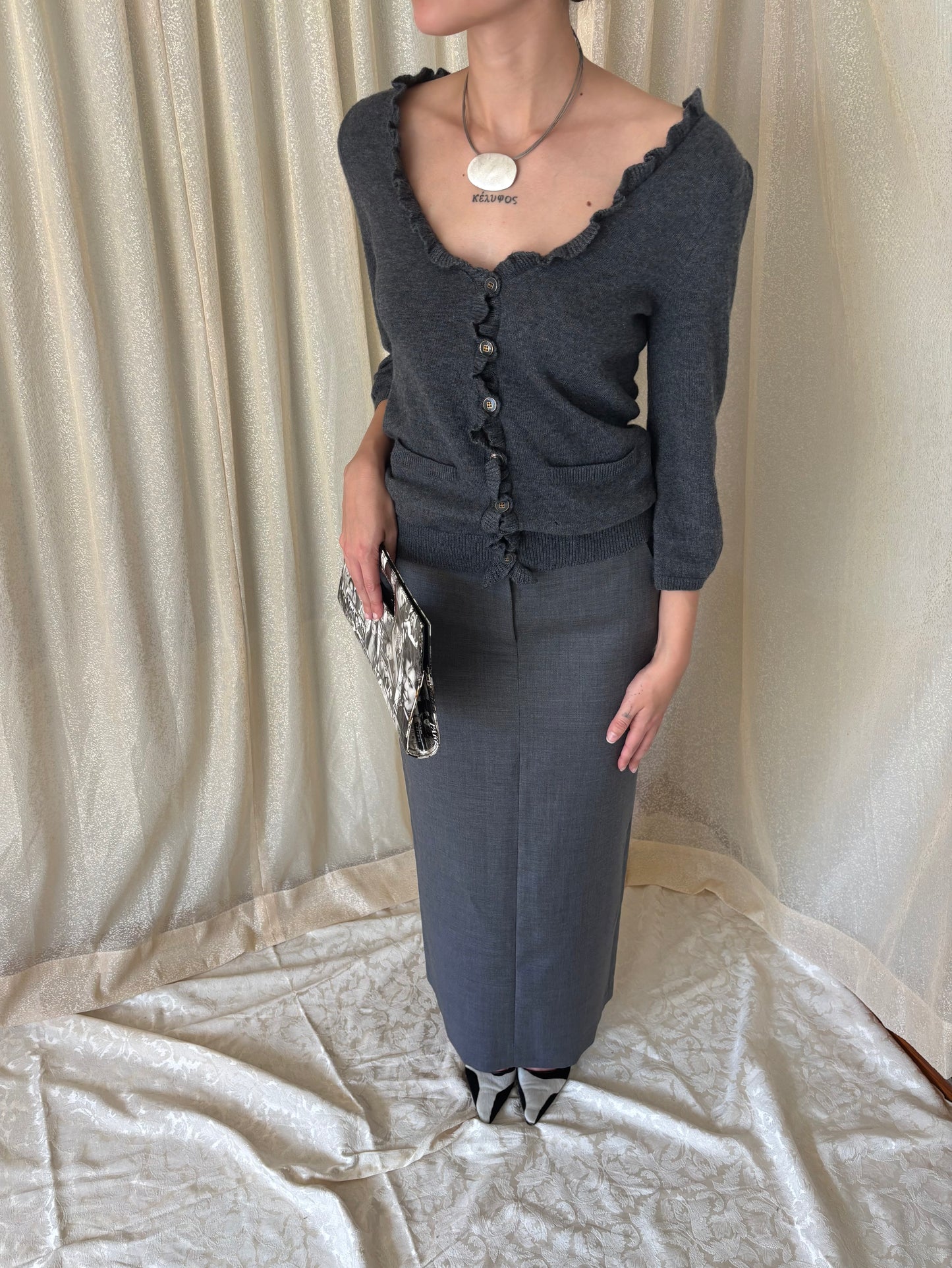 COS wool column maxi skirt