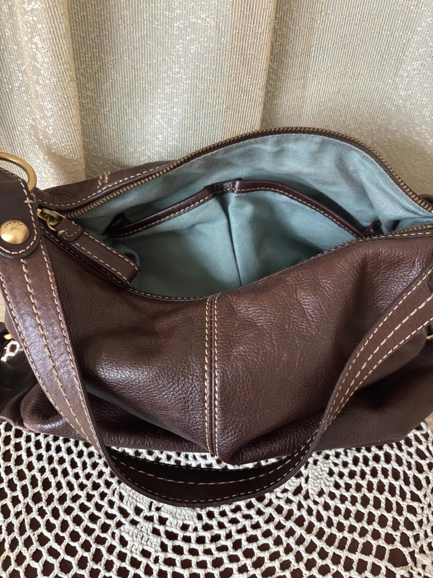 Slouchy dark brown leather shoulder bag
