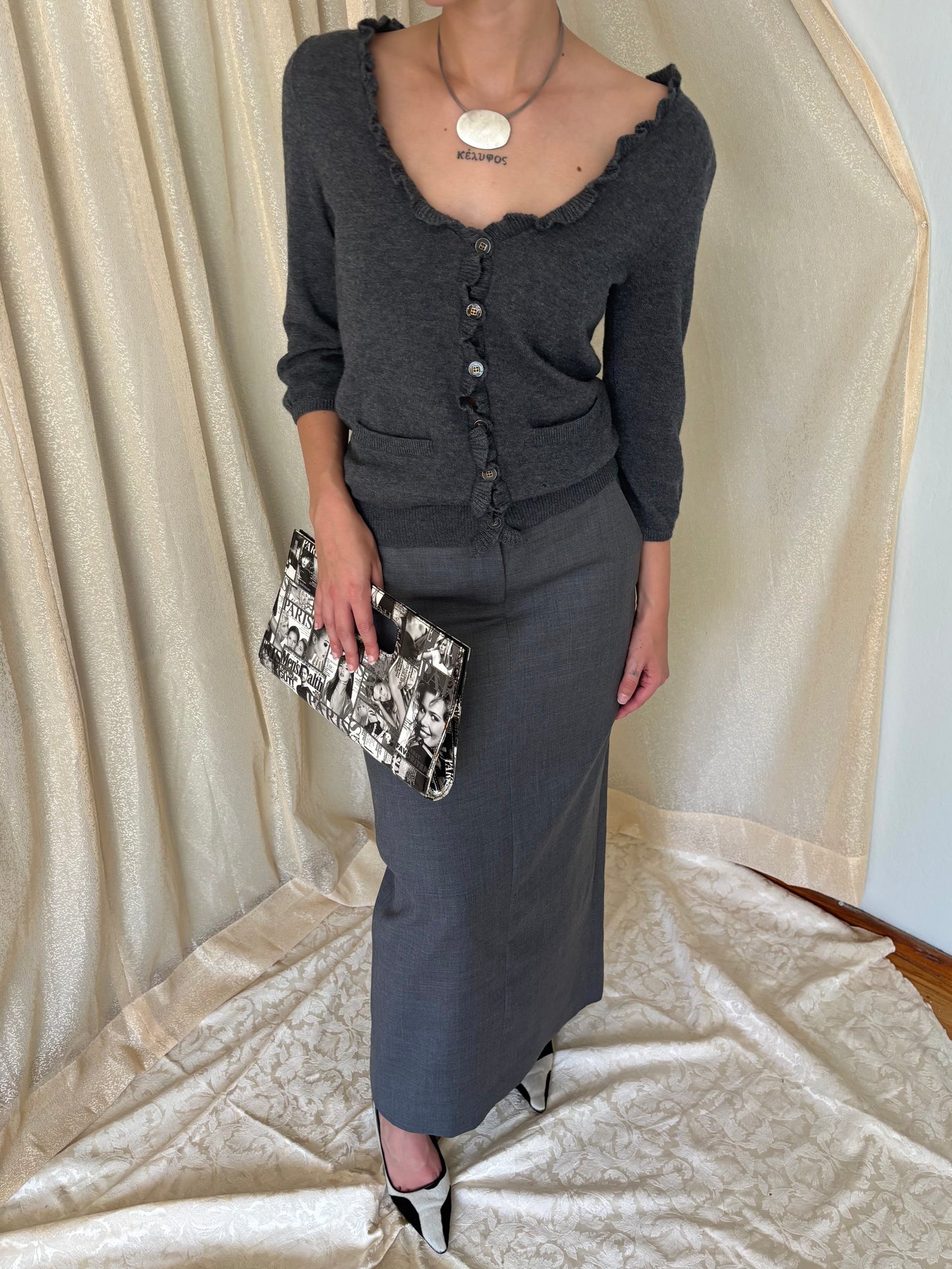 COS wool column maxi skirt