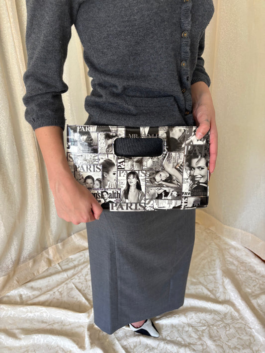 Glossy magazine clutch